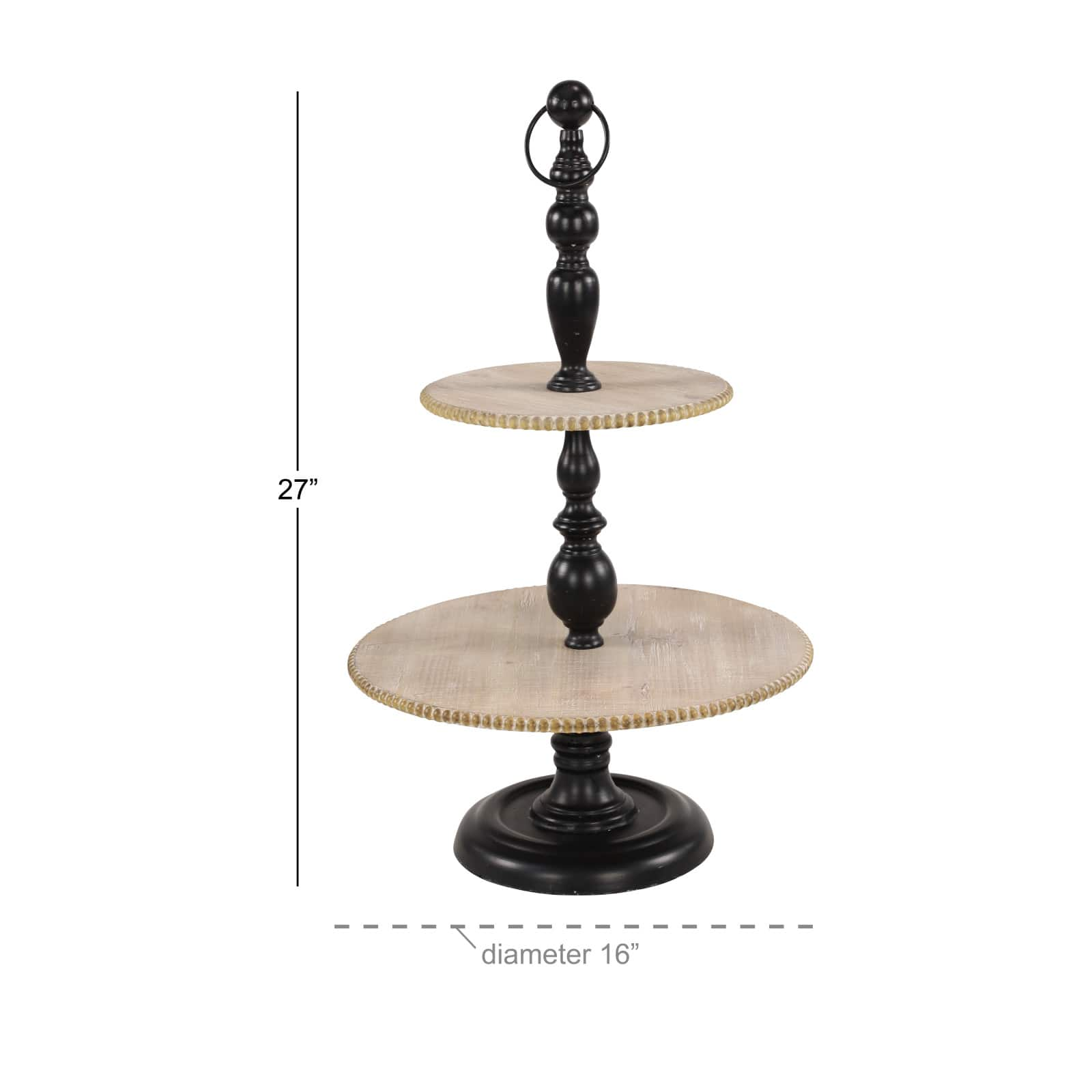 Black Wood &#x26; Iron Rustic 2 Tier Tray Stand