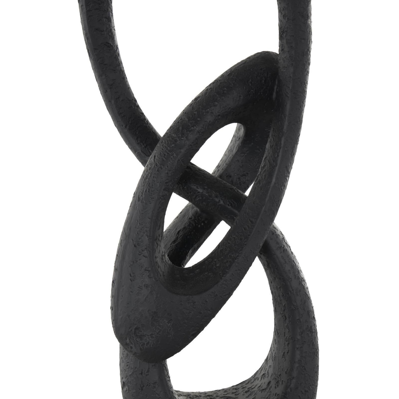 20" Black Polystone Abstract Intertwined Loop Sculpture with Block Base