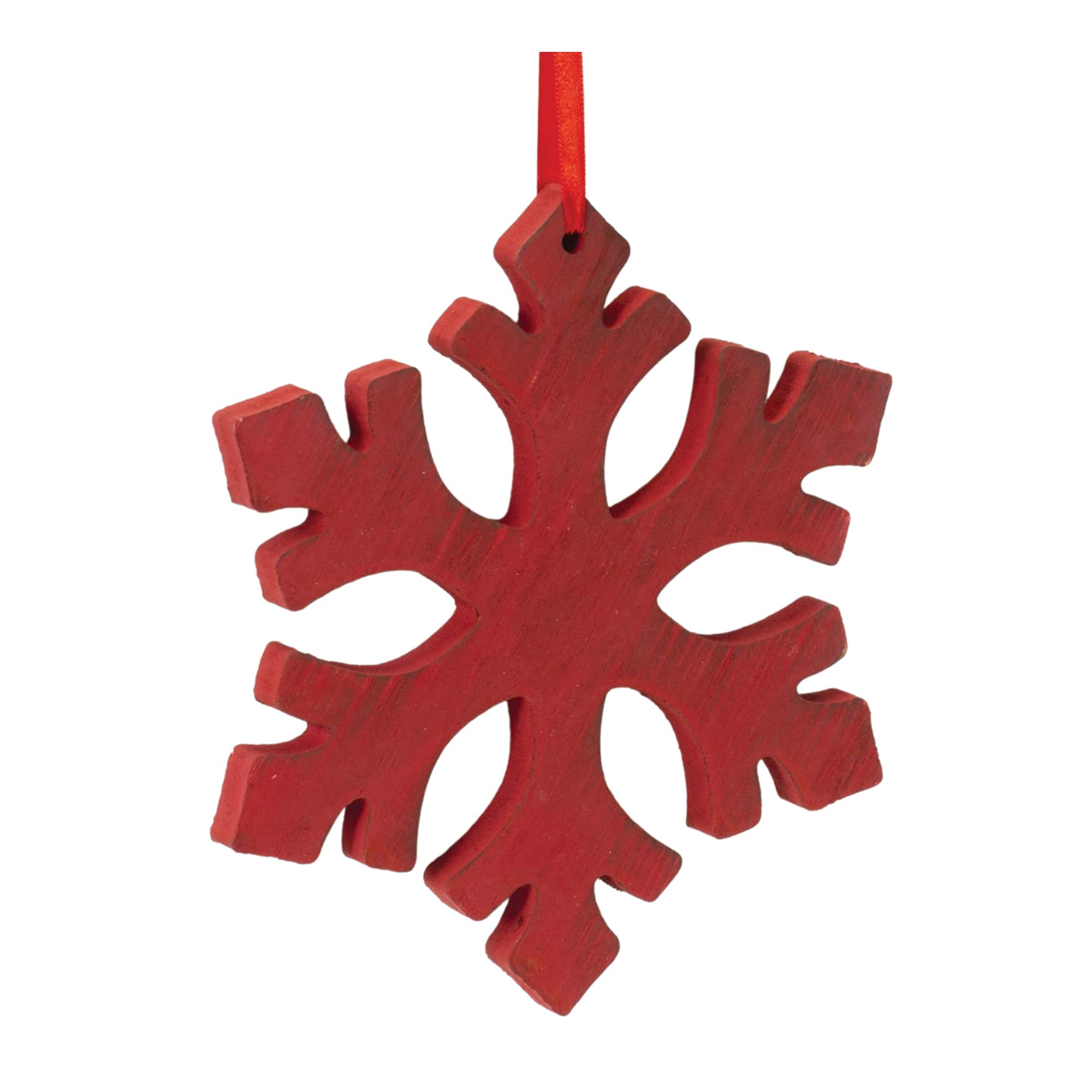 7.75" Red Fir Wood Snowflake Ornament Set