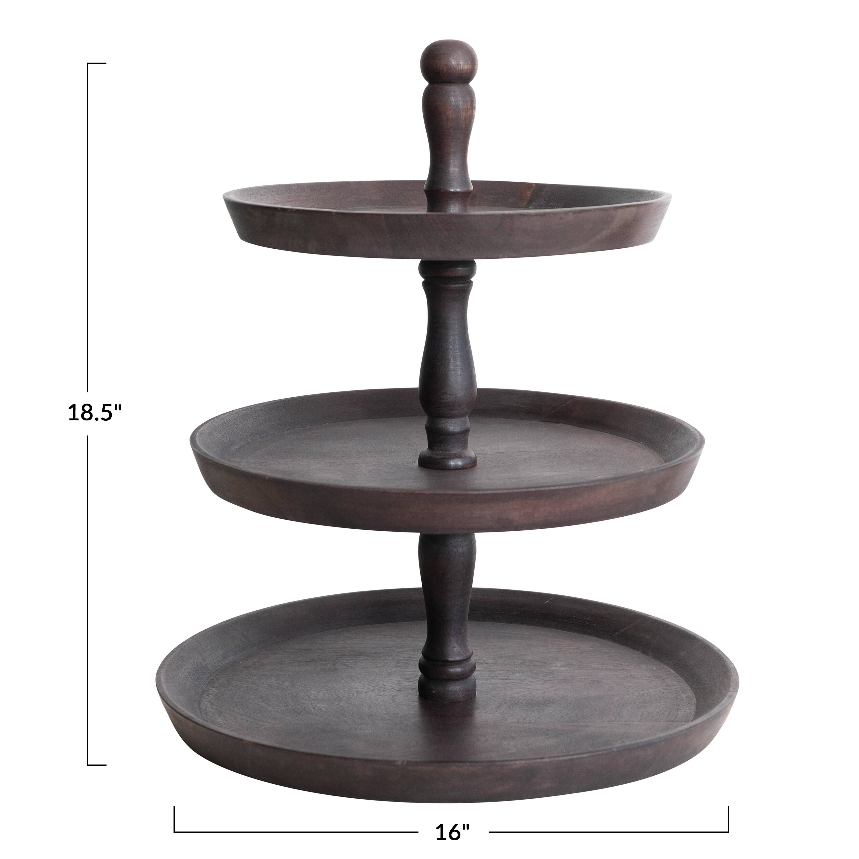 Hello Honey&#xAE; 19&#x22; Black Decorative 3-Tier Wood Tray