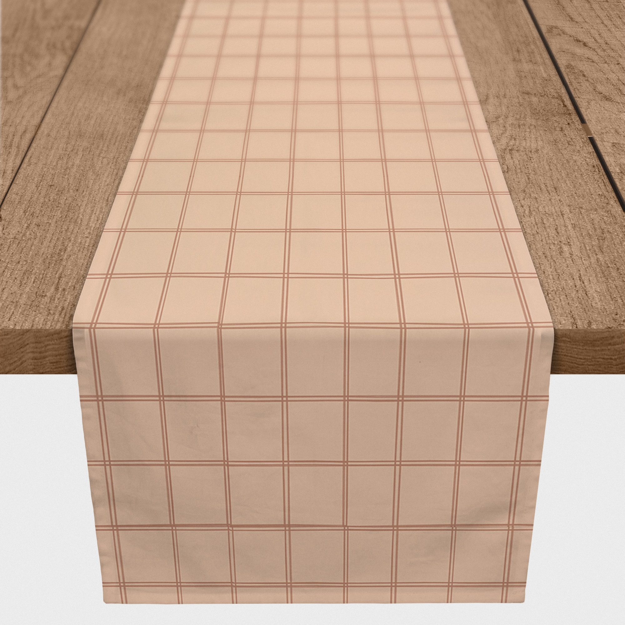 Faded Pink Grid Cotton Twill Table Runner
