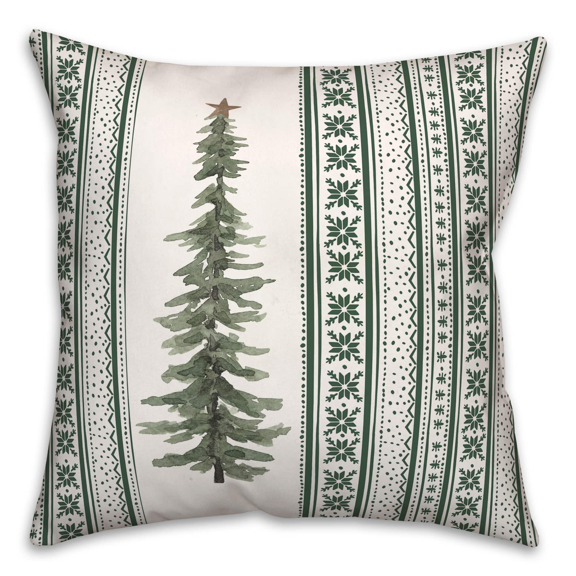 Green Christmas Tree Throw Pillow