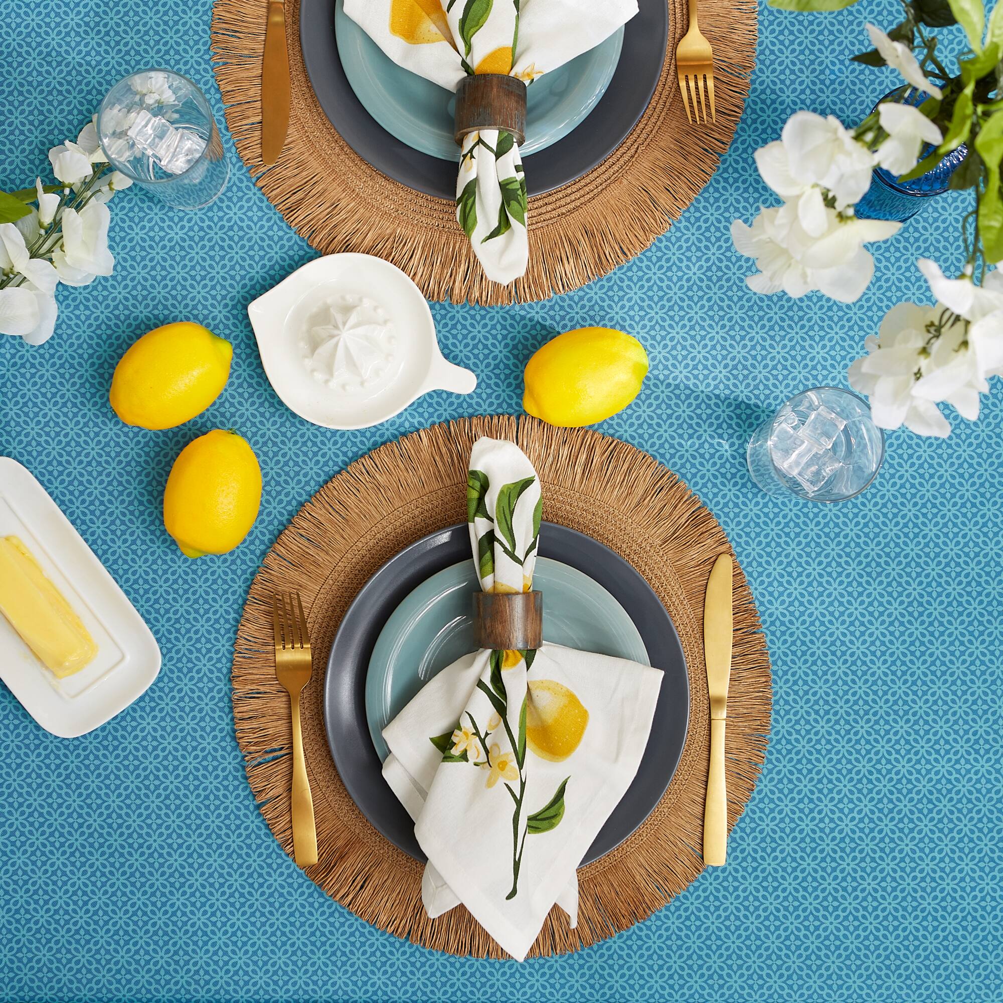 DII® Storm Blue Tonal Lattice Print Outdoor Tablecloth with Zipper