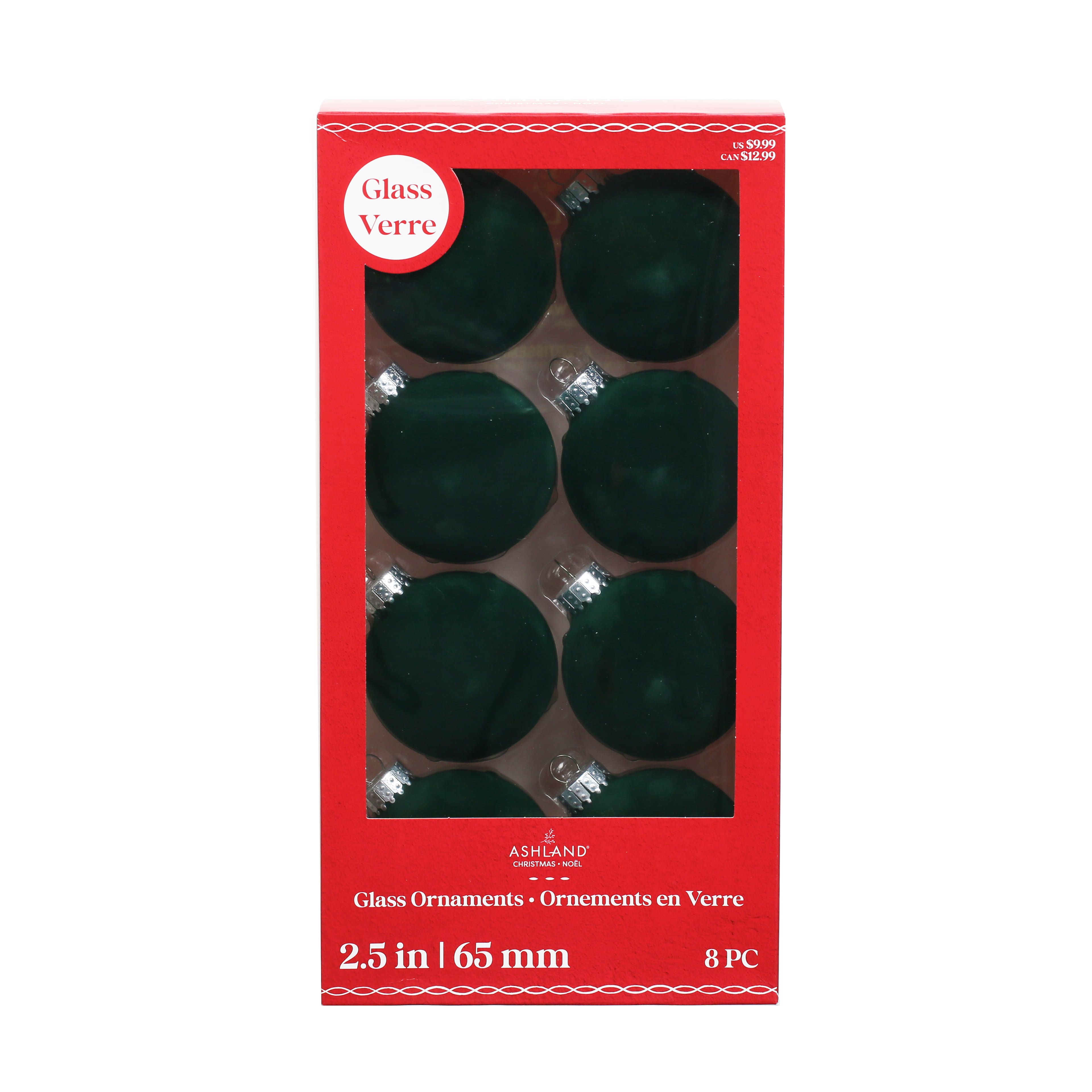 Boules de No&#xEB;l en verre floqu&#xE9; de 65&#xA0;mm d&#x2019;Ashland, paquet de 8