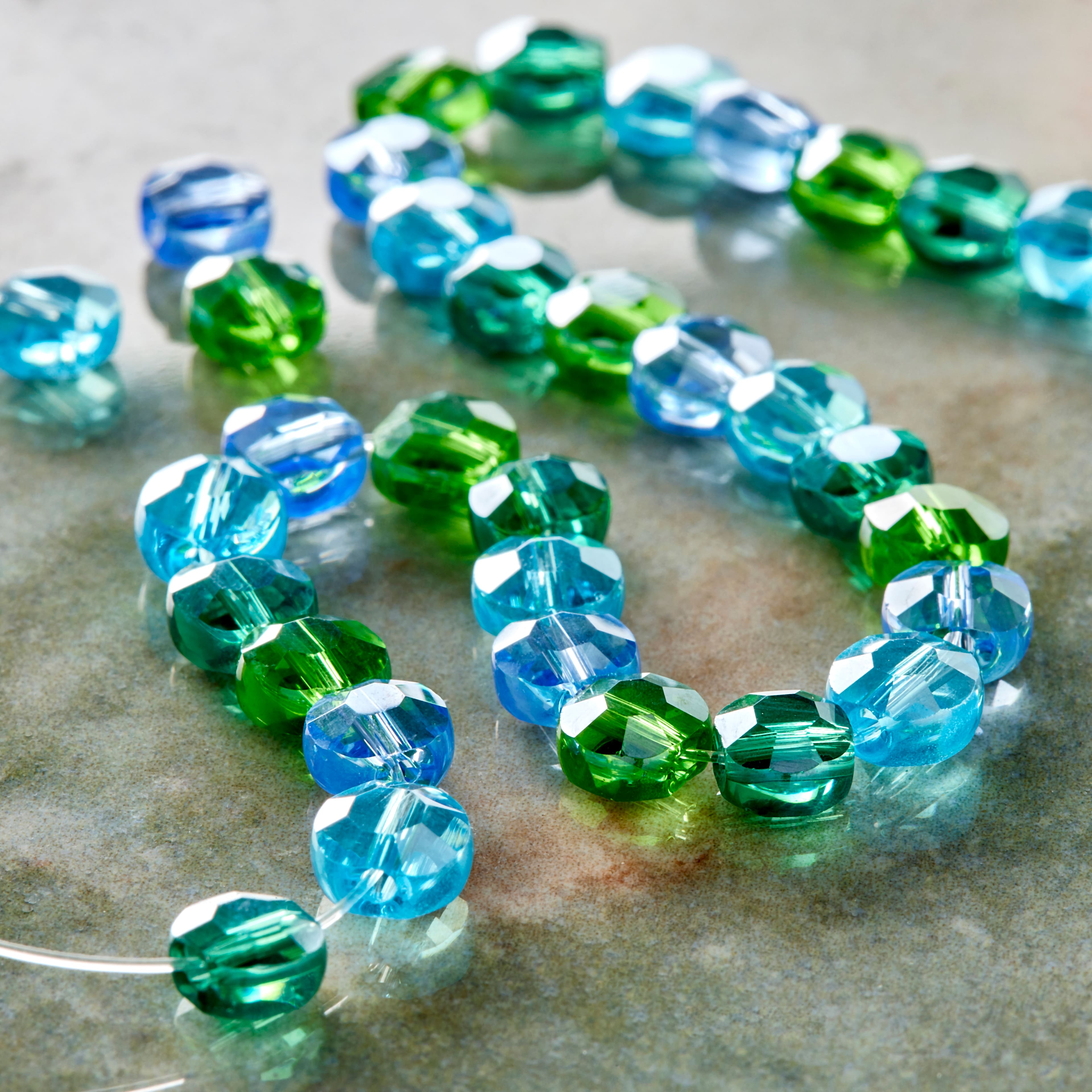 12 Pack: Aqua Mix Lentil Glass Beads, 6mm by Bead Landing™