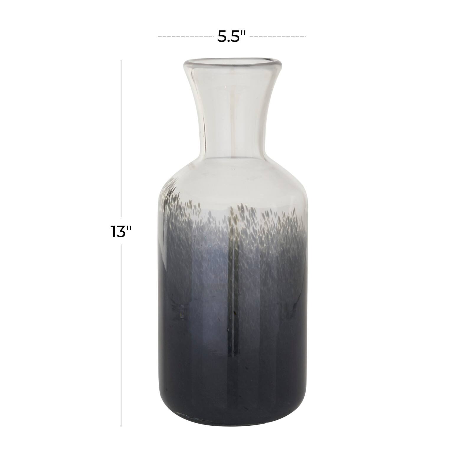 The Novogratz 13.2&#x22; Clear &#x26; Gray Gradient Glass Coastal Vase