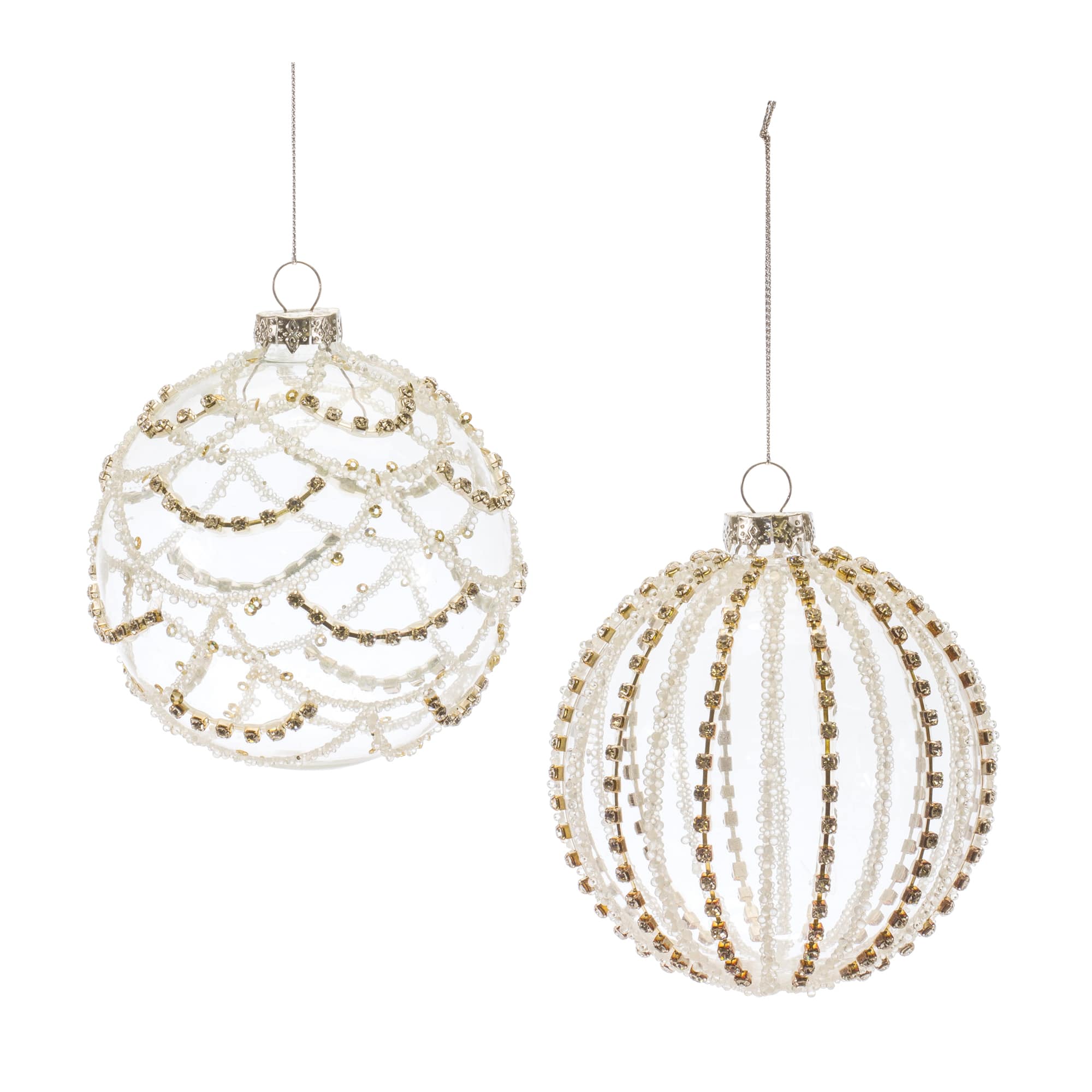 6ct. 4&#x22; Jeweled Glass Ball Ornaments