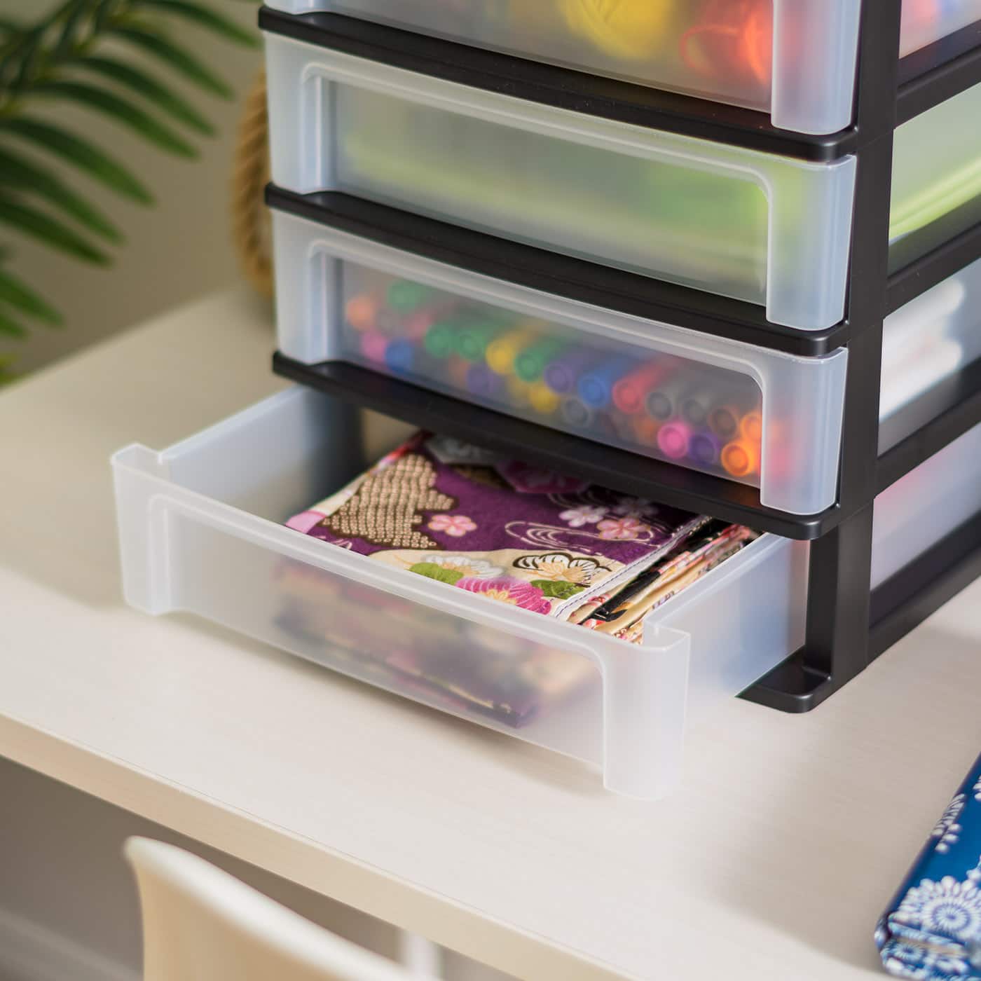 IRIS Black 4 Drawer Desktop Storage Unit Set