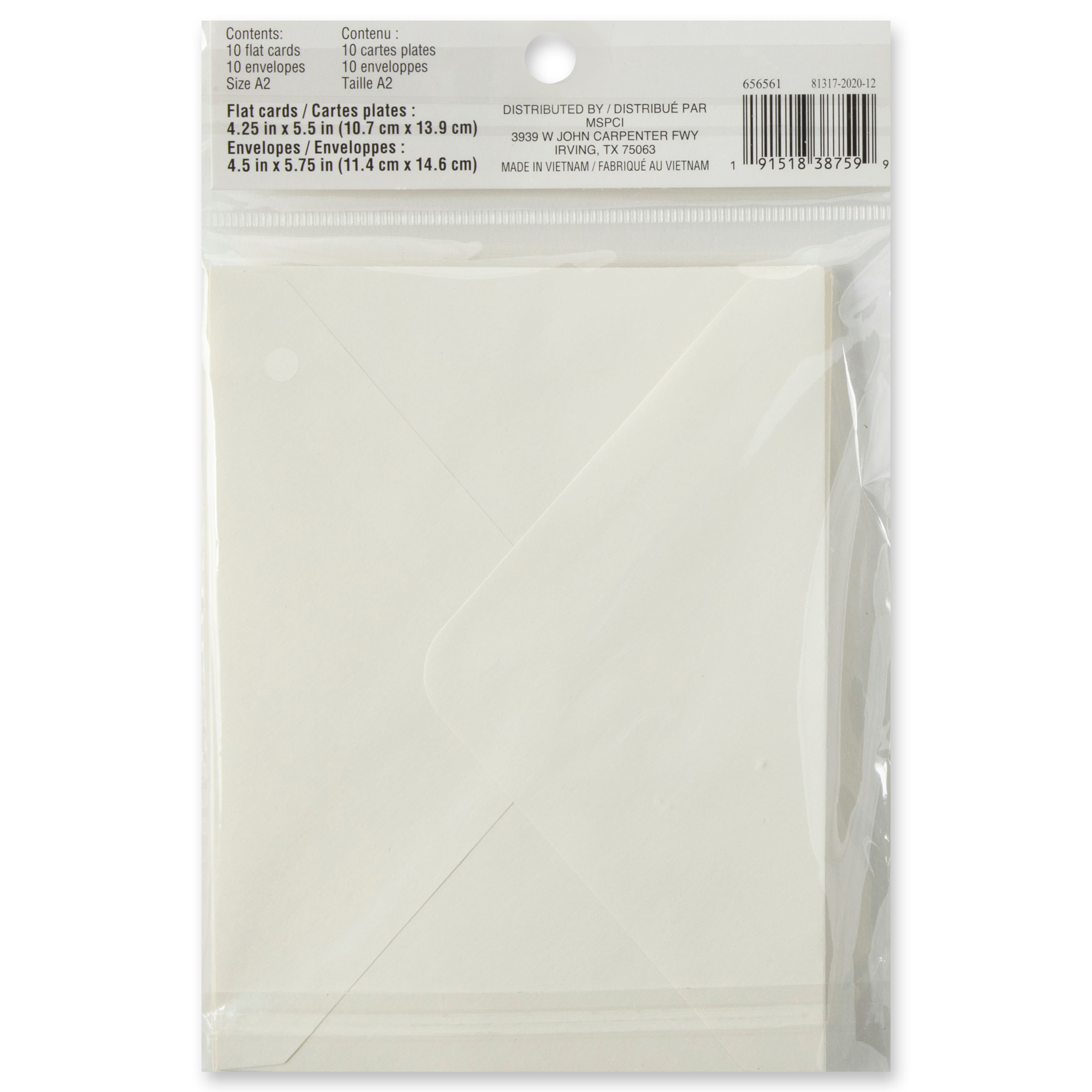 10 Sets of Ivory Flat Envelopes & Cards by Recollections™, 4.25" x 5.5"