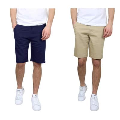 Galaxy by Harvic Men's Flat Front Slim Fit Stretch Chino Shorts in Navy Blue/Khaki | 40 | Michaels®