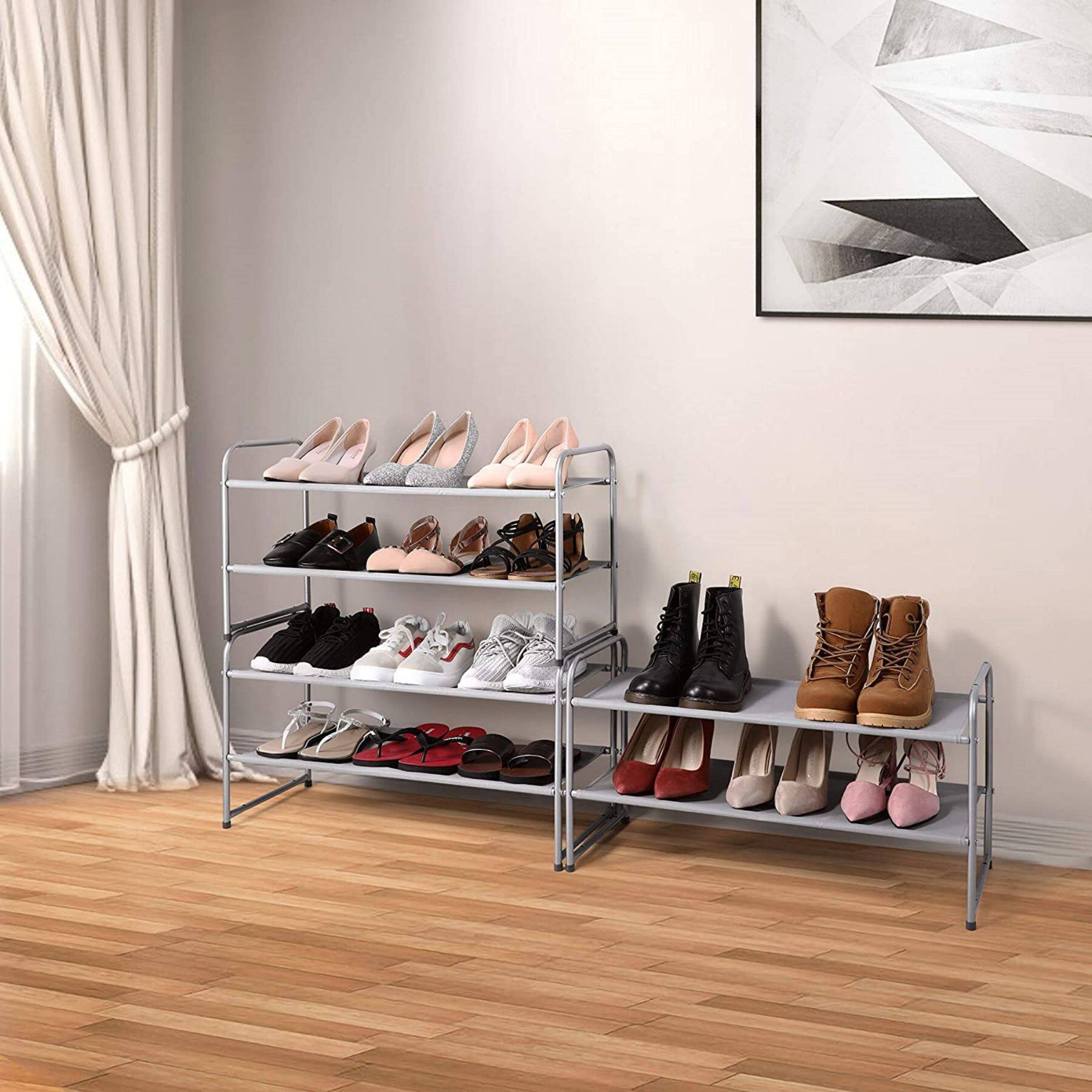 NEX™ Oumilen Silver 2-Tier Stackable Shoe Rack