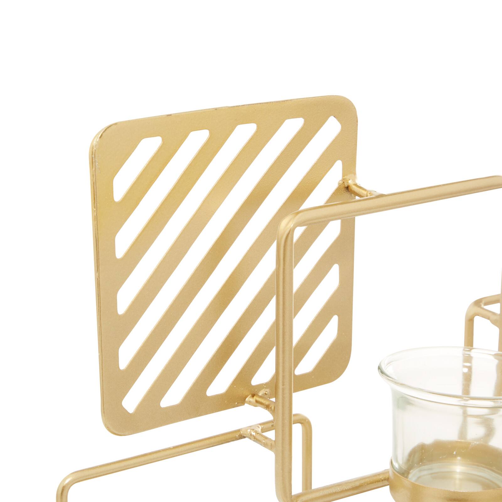 Gold Metal Contemporary Candelabra, 16&#x22; x 18&#x22; x 5&#x22;