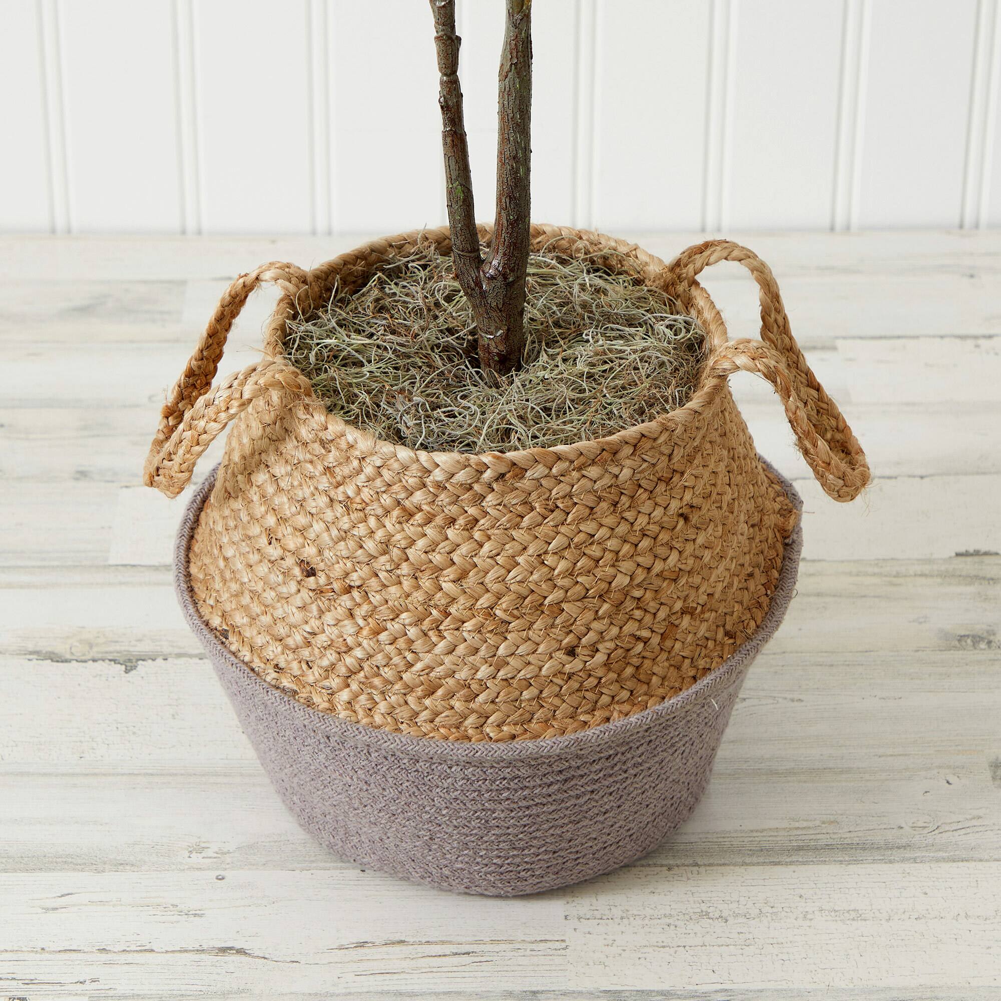 3ft. Artificial Fiddle Leaf Fig Tree With Handmade Cotton & Jute Woven Basket DIY Kit