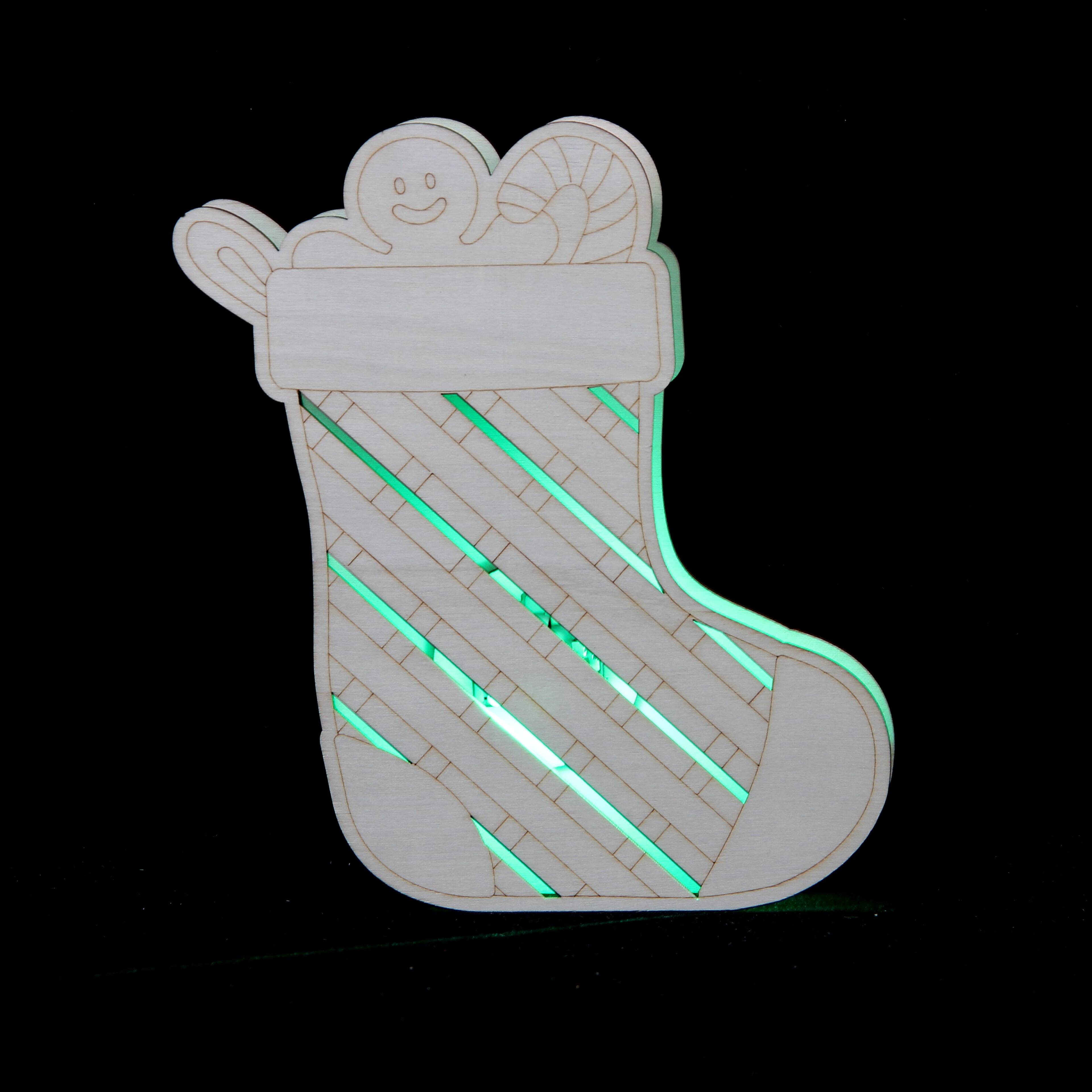 6.5&#x22; Unfinished Stocking DIY LED Wood D&#xE9;cor by Make Market&#xAE;