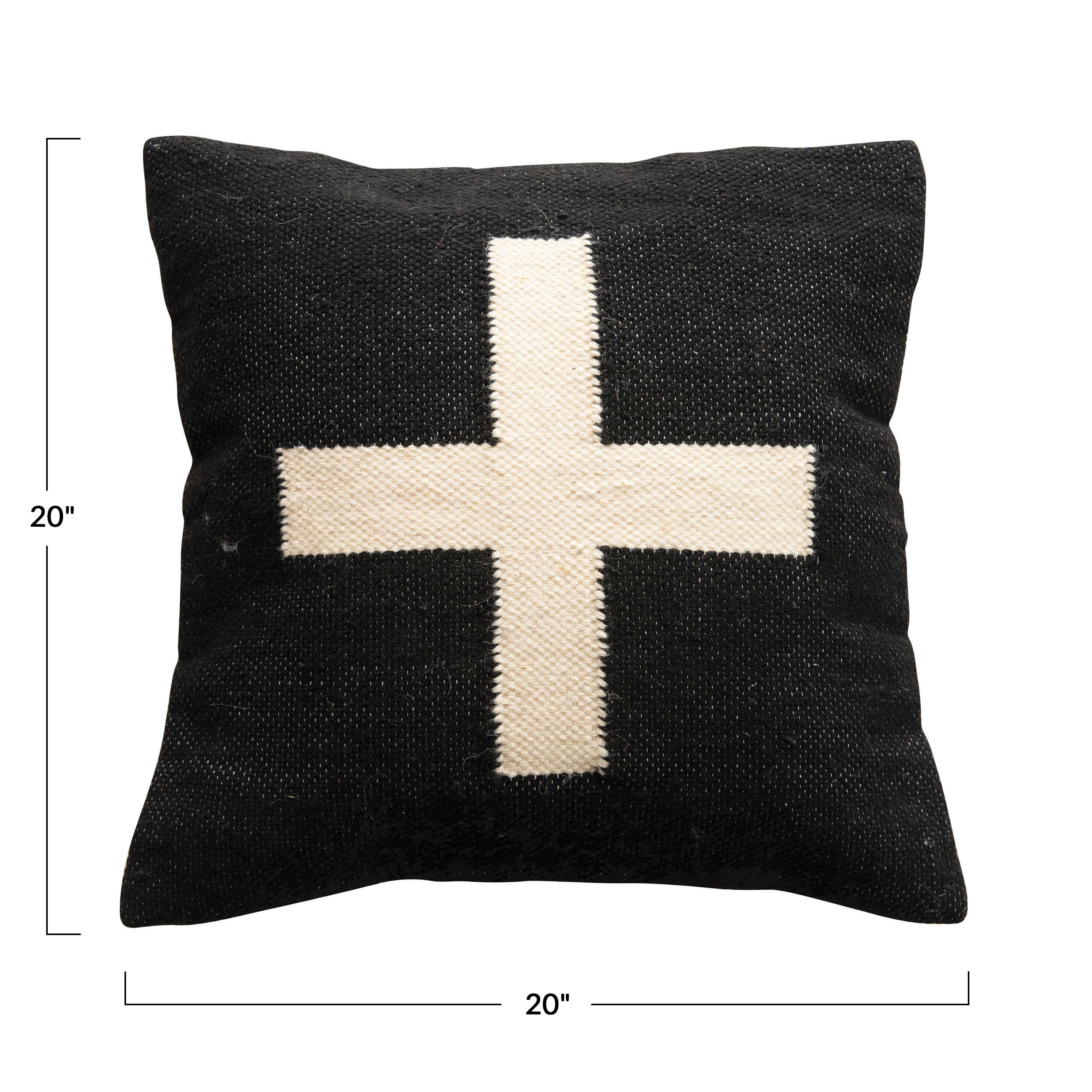 20&#x22; x 20&#x22; Swiss Cross Cotton Wool Throw Pillow