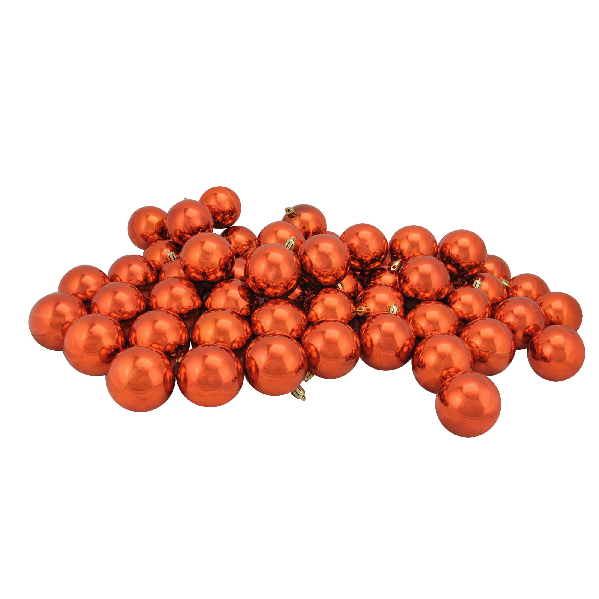 60ct. 2.5&#x22; Burnt Orange Shatterproof Shiny Christmas Ball Ornaments