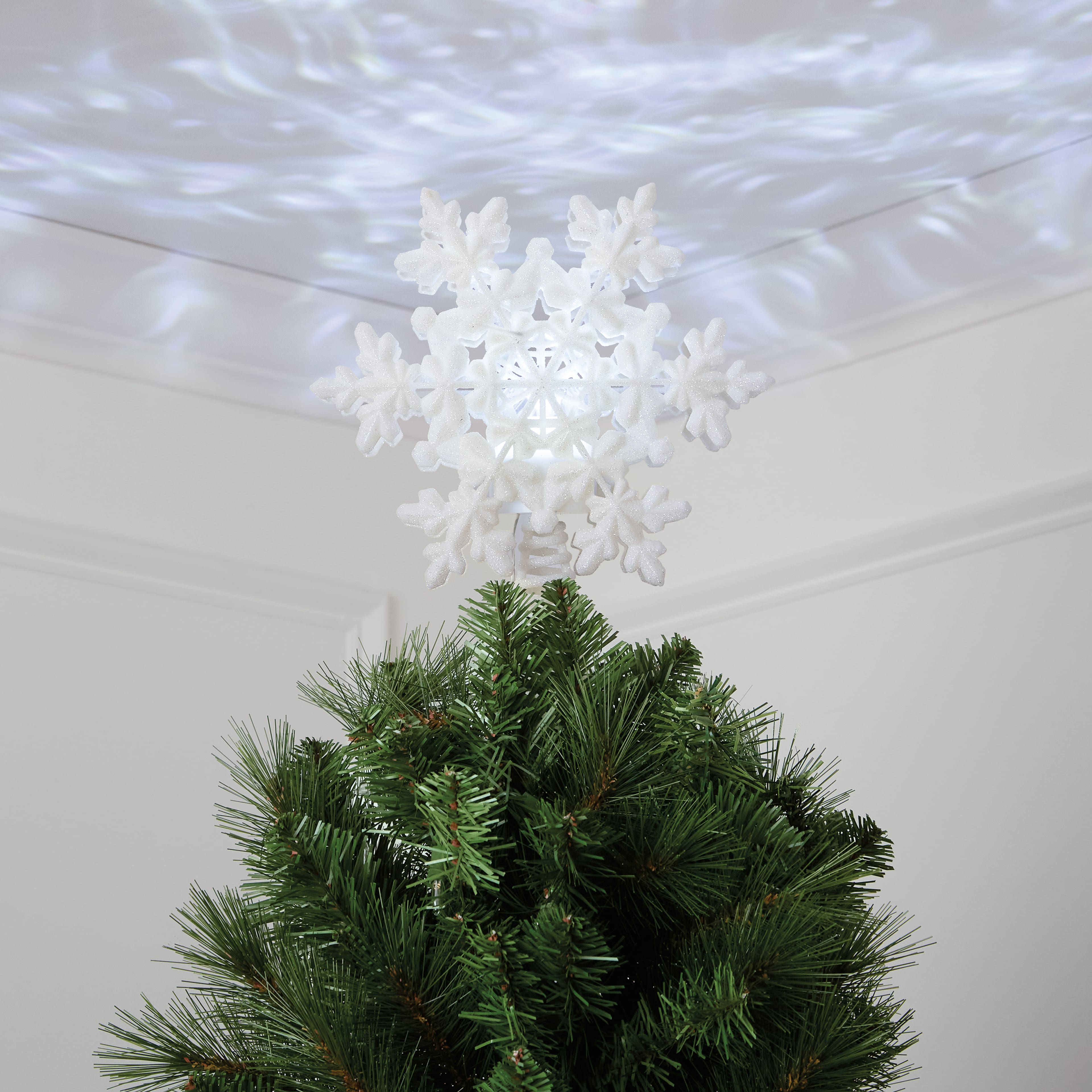 9.5" Glitter Snowflake Lighted Projection Tree Topper by Ashland®
