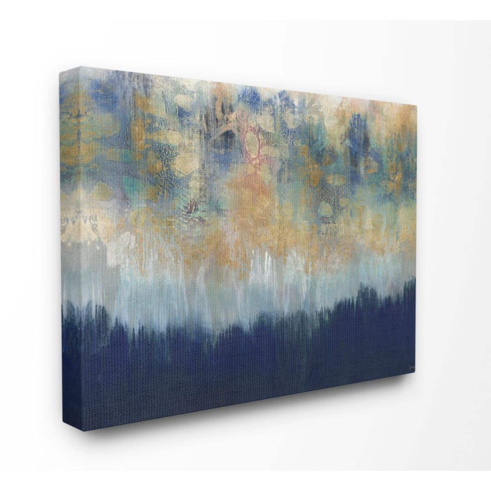 Stupell Industries Gold &#x26; Blue Abstract Canvas Wall Art