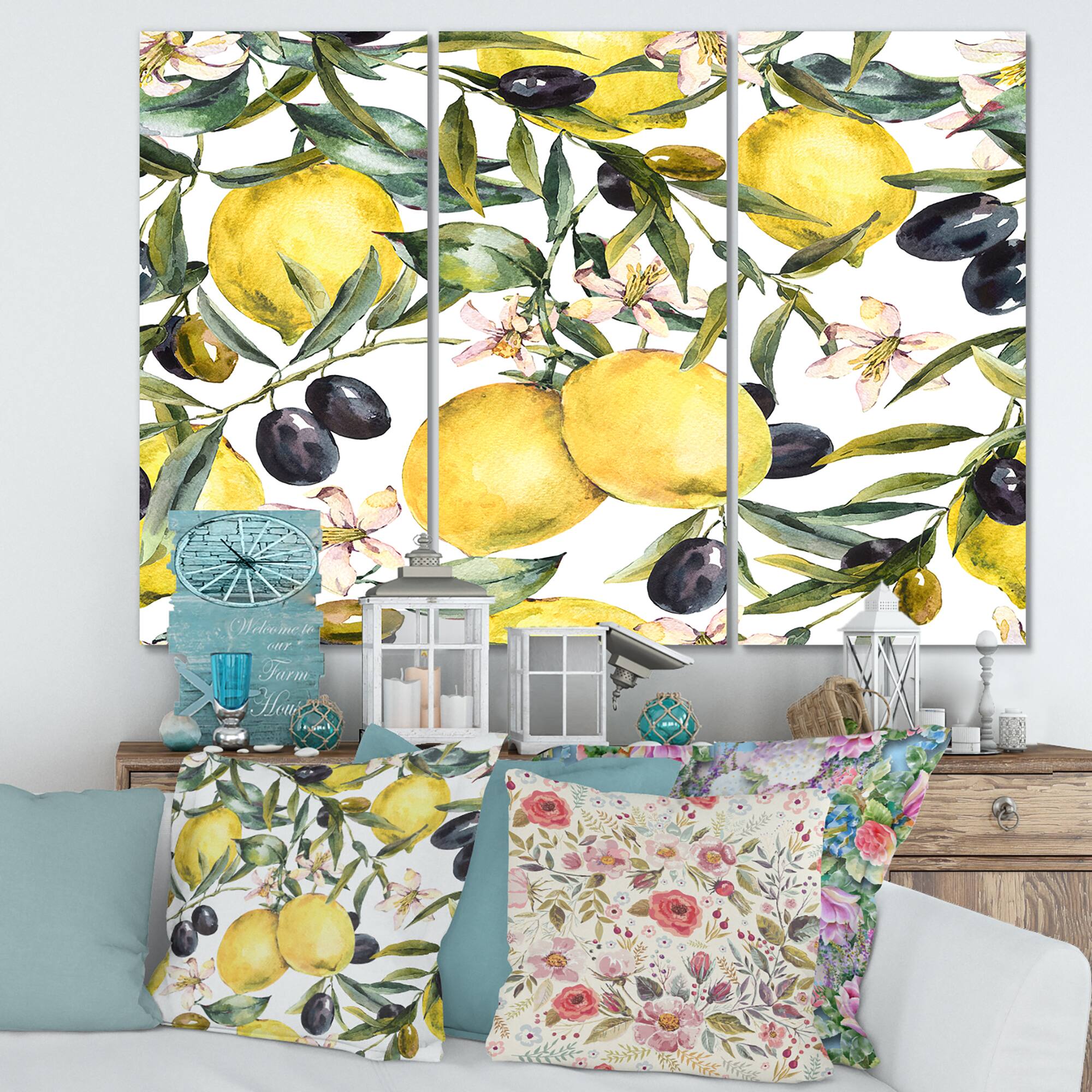 Designart - Lemon and Olive Branches I