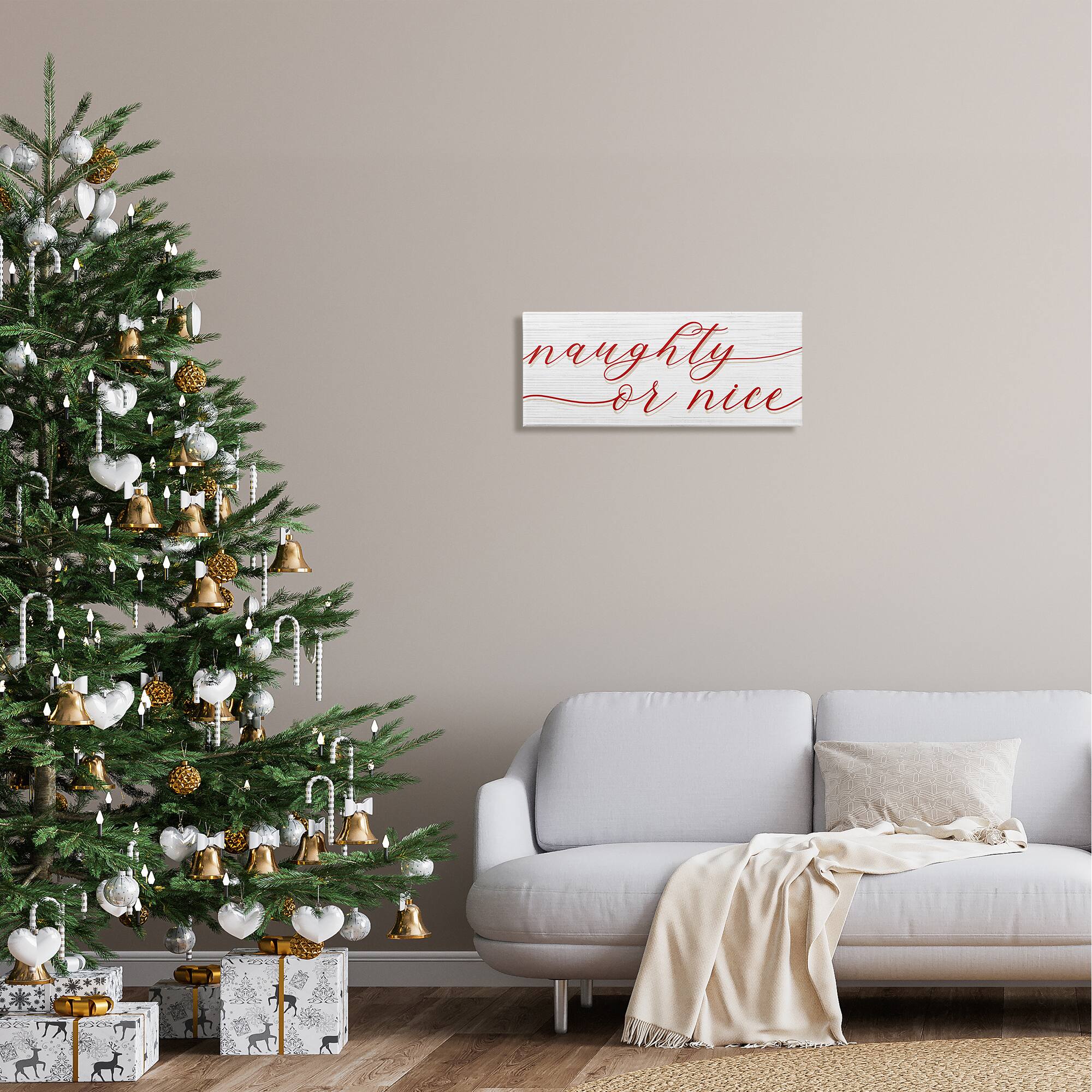 Stupell Industries Naughty Or Nice Christmas Phrase Canvas Wall Art