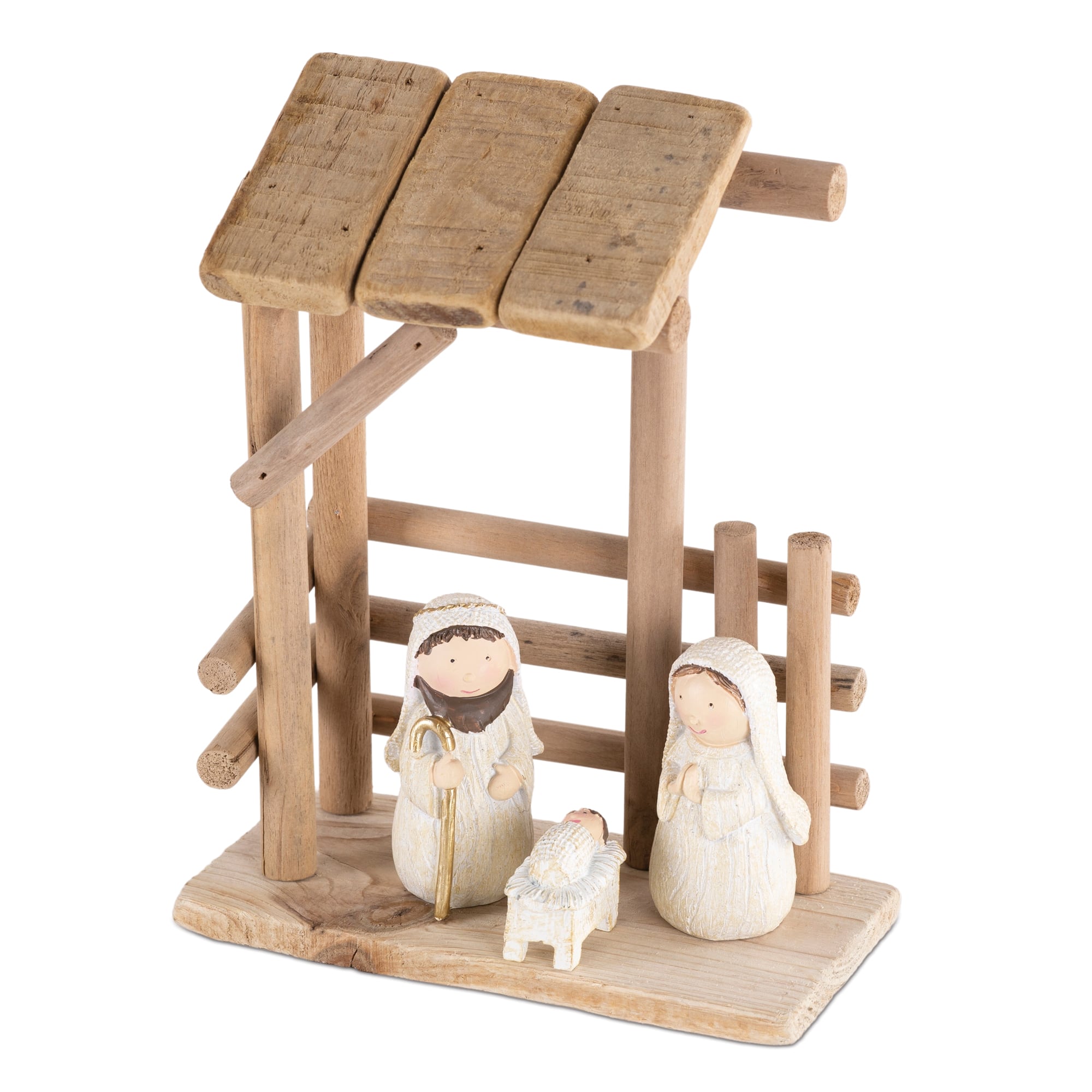 9&#x22; Wooden Creche Nativity Scene