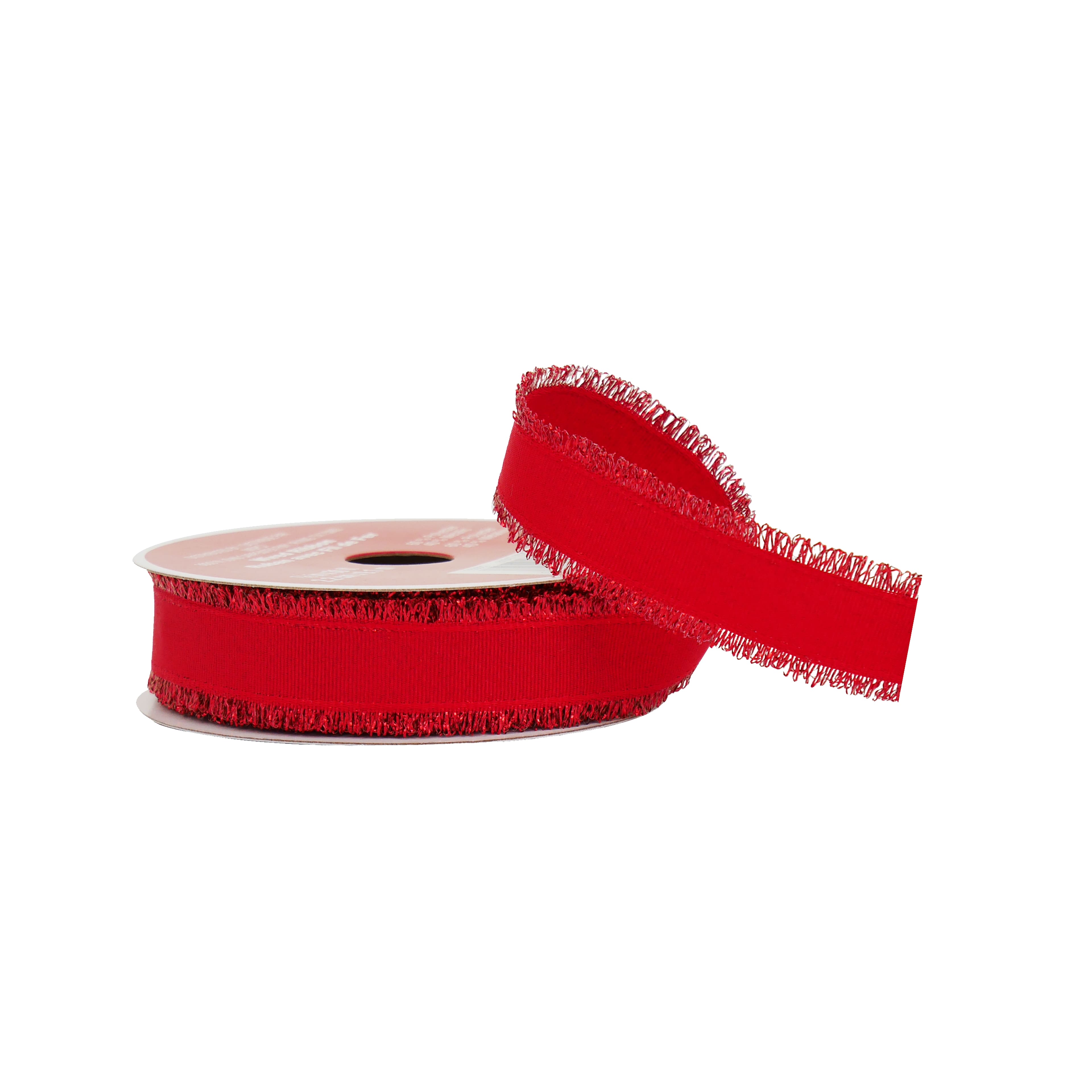 2.5&#x22; x 20ft. Red Tinsel Edges Wired Ribbon by Celebrate It&#xAE;