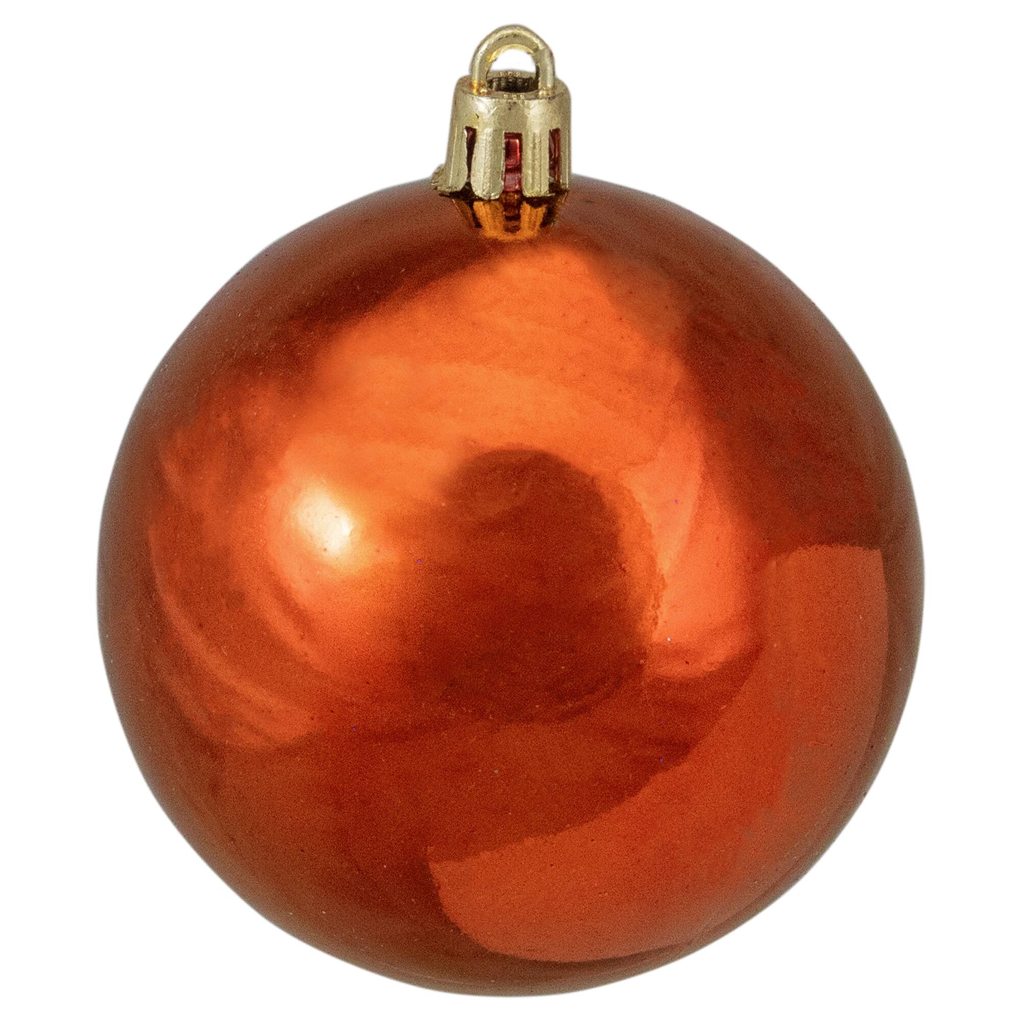 32ct. 3.25&#x22; Shiny Orange Shatterproof Plastic Ball Ornaments
