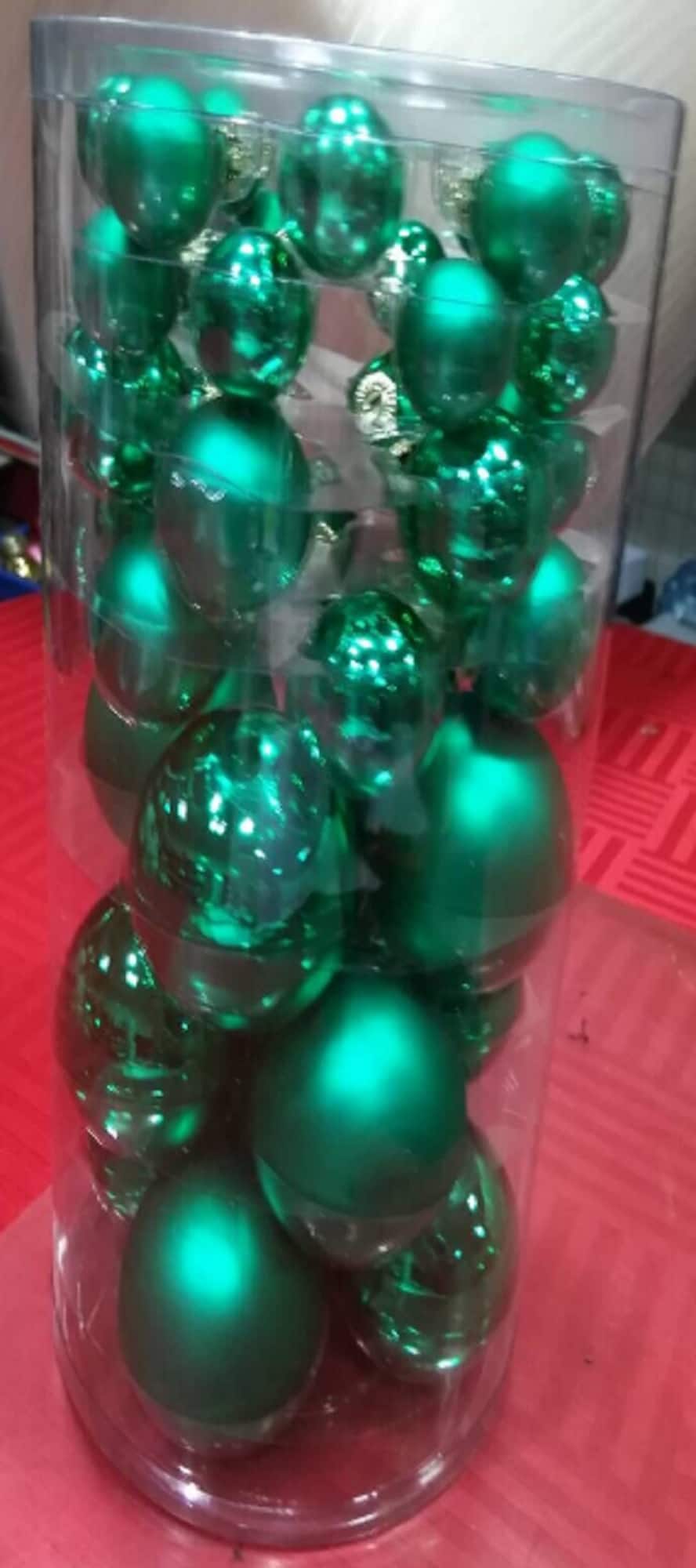40ct. Green 2-Finish Multiple Size Glass Ball Christmas Ornaments