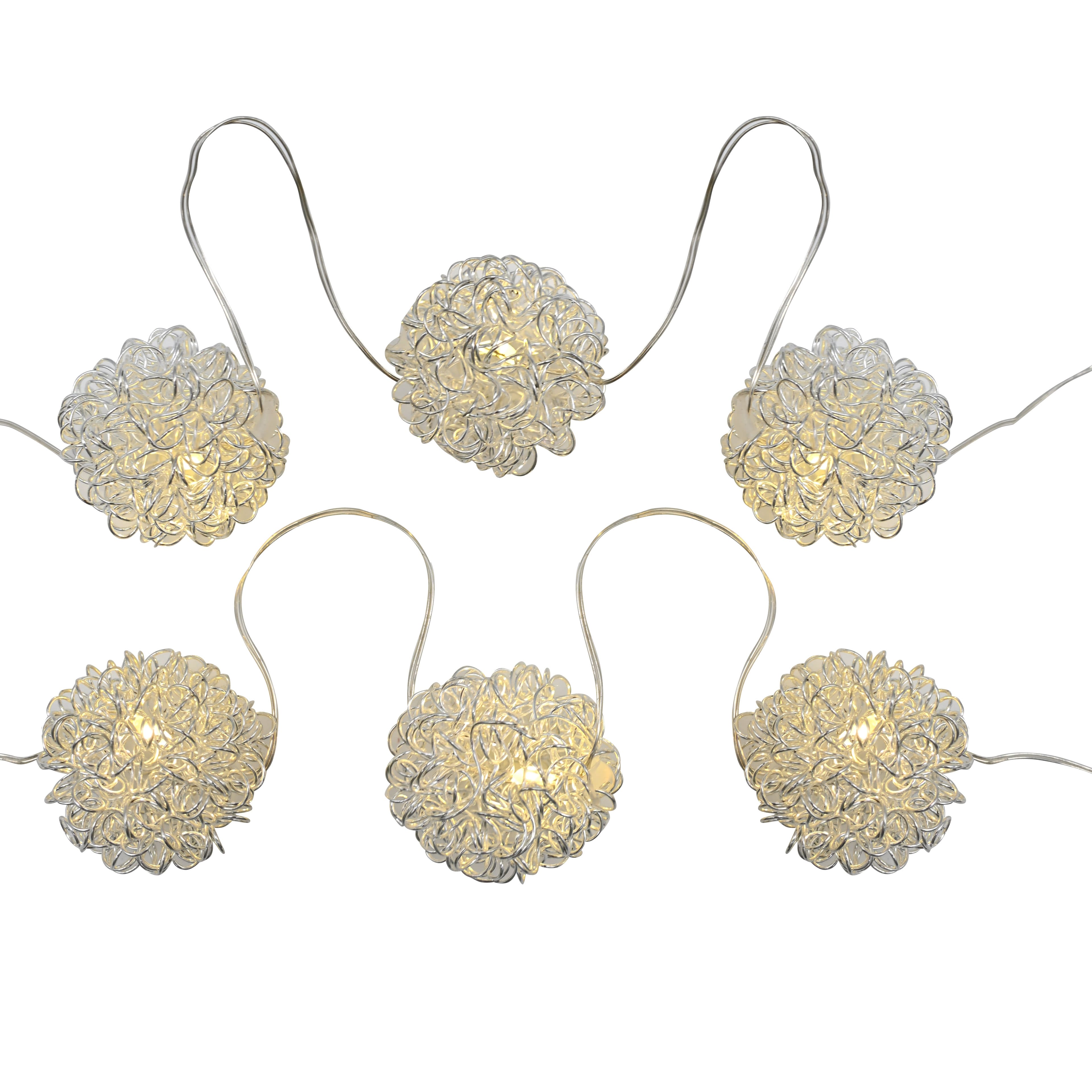 18ct. Warm White LED Silver Wire Ball String Lights by Ashland&#xAE;