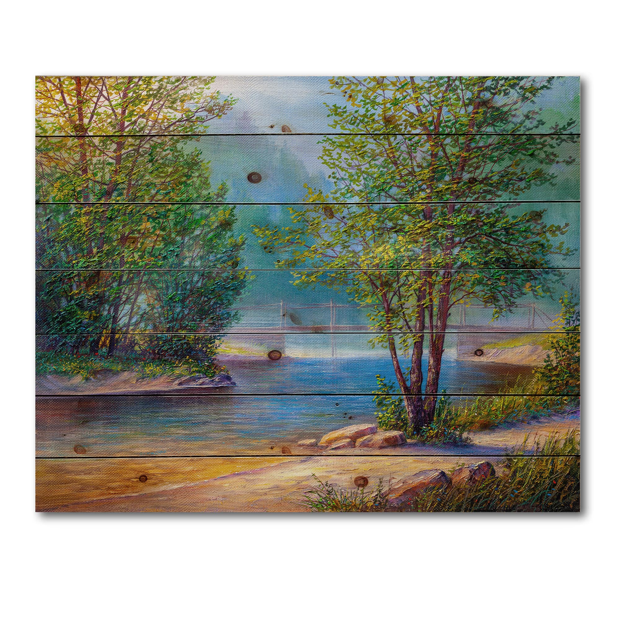 Designart - Green Trees By The Riverside