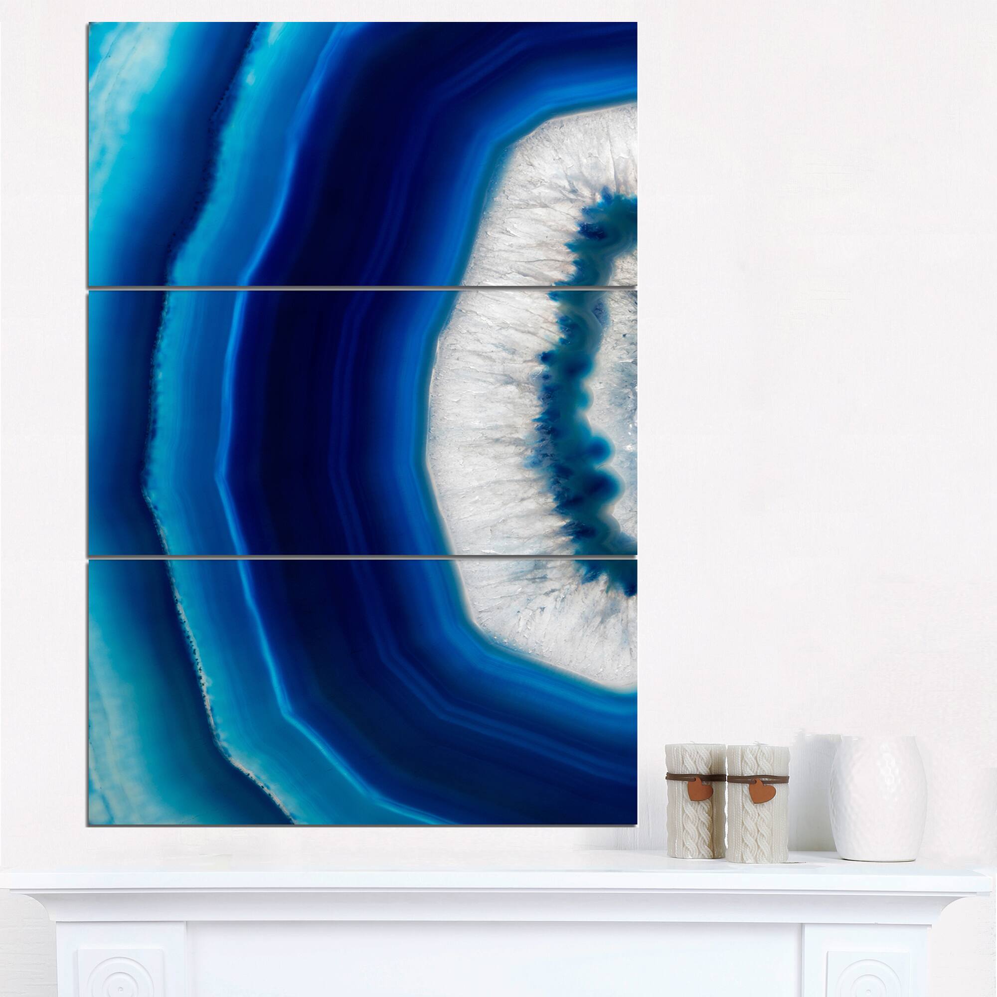 Designart - Blue Agate Crystal - Abstract Canvas art print