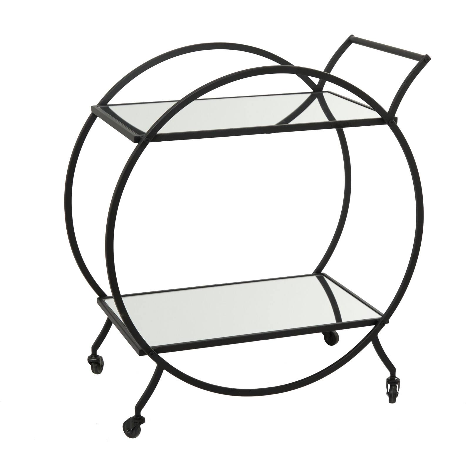 Black Metal Contemporary Bar Cart, 30 x 14 x 28 By Ivory And Iris - D615597S - Carts and Islands Black Iron Contemporary Bar Cart A versatile piece sku D615597S