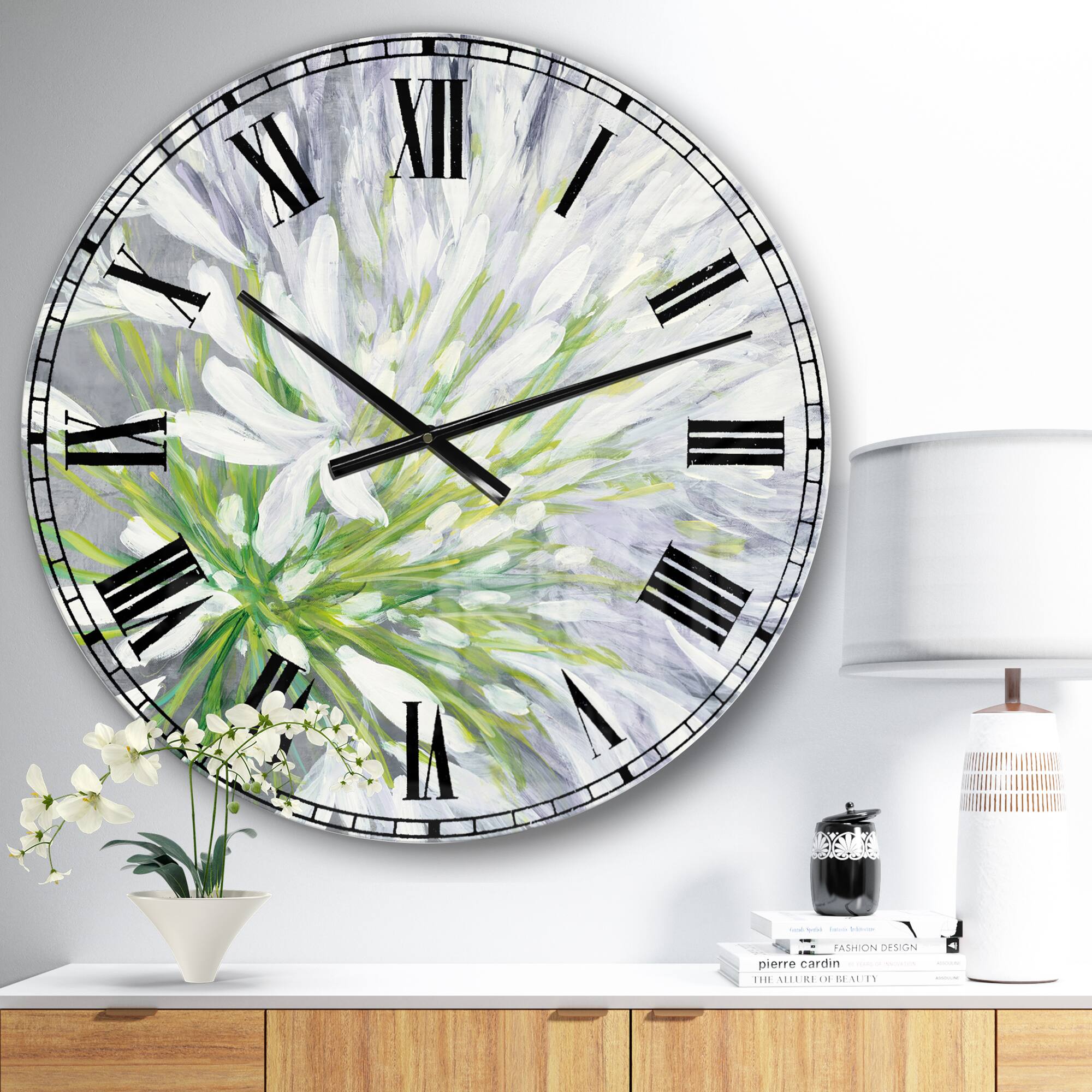 Designart 'Flower Cleome Splash Ii Traditional Wall Clock