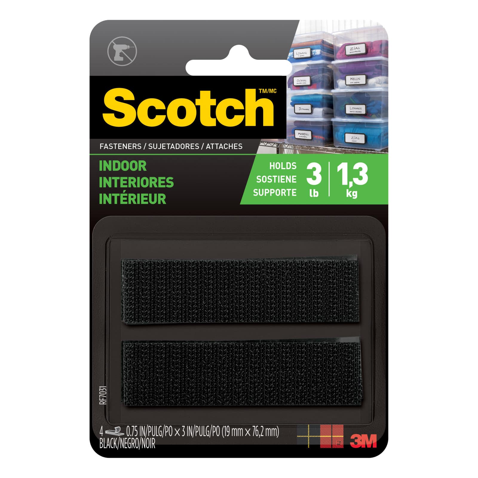 3M Scotch® Black Multi-Purpose Fastener Strips, 4ct.