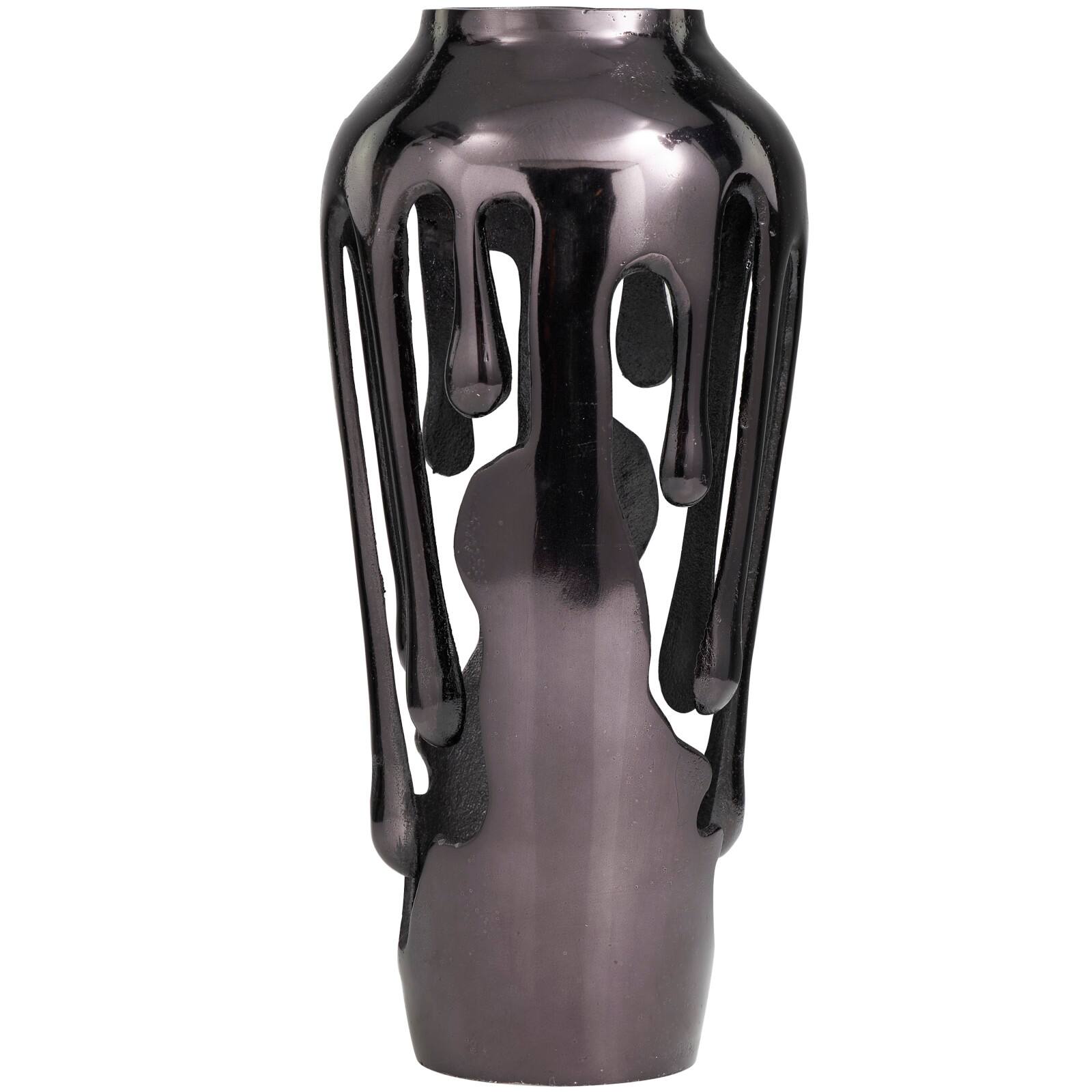 15&#x22; Black Aluminum Drip Vase with Melting Designed Body