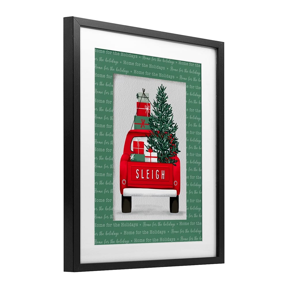Stupell Industries Sleigh Truck with Christmas Phrases Framed Print Under Glass Wall Art