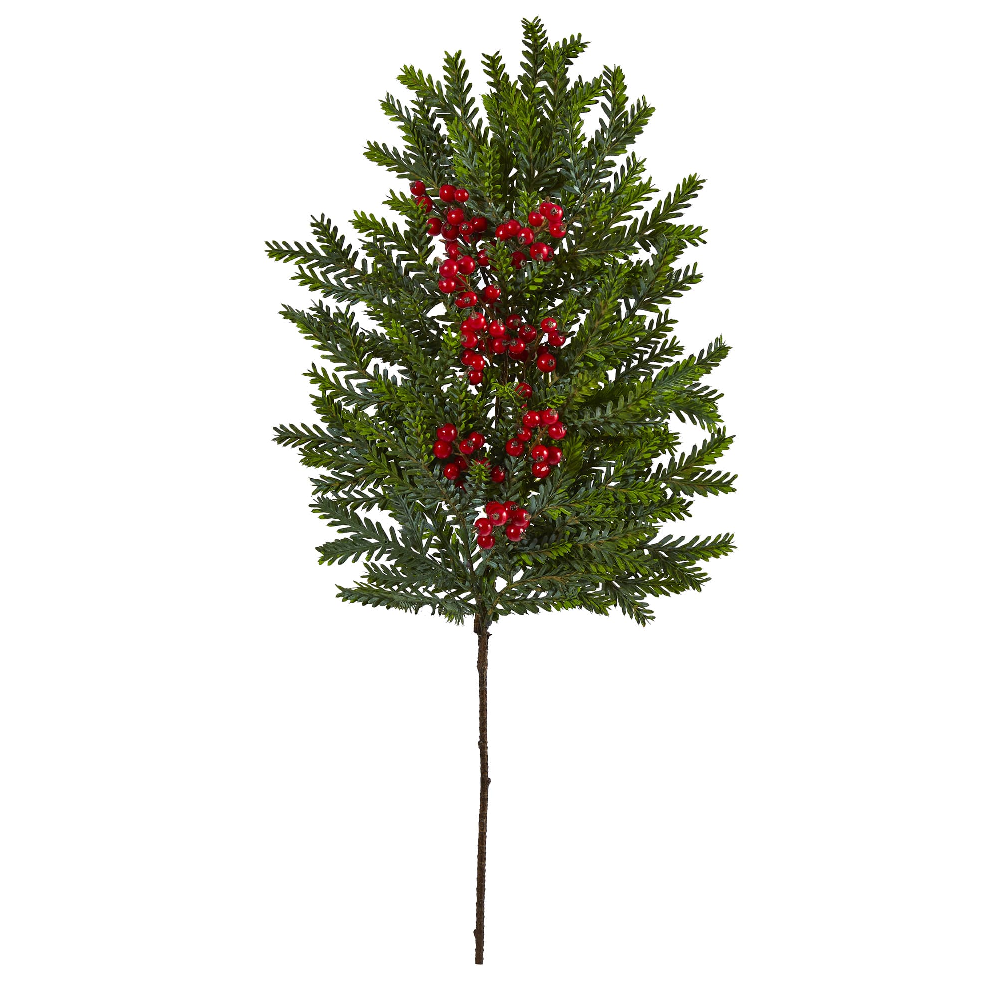 Set of 24: White Holly Berry Stems with 35 Lifelike Berries