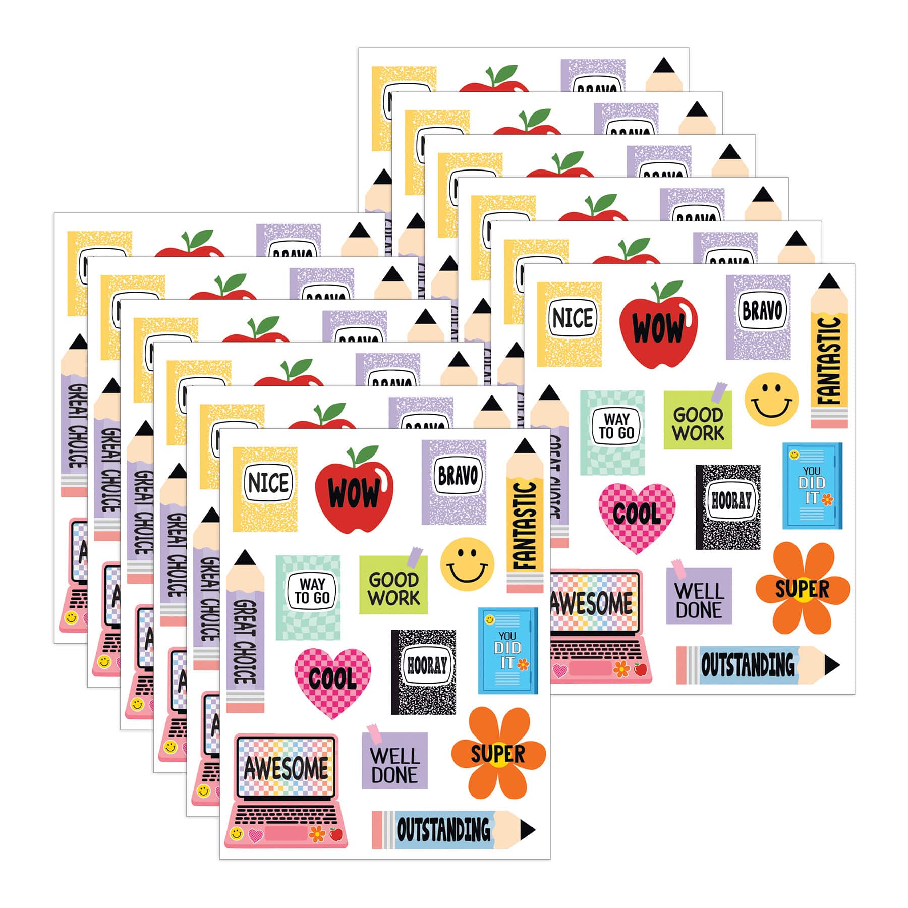 Teacher Created Resources® Cool for School Stickers, 12 Packs of 90 each