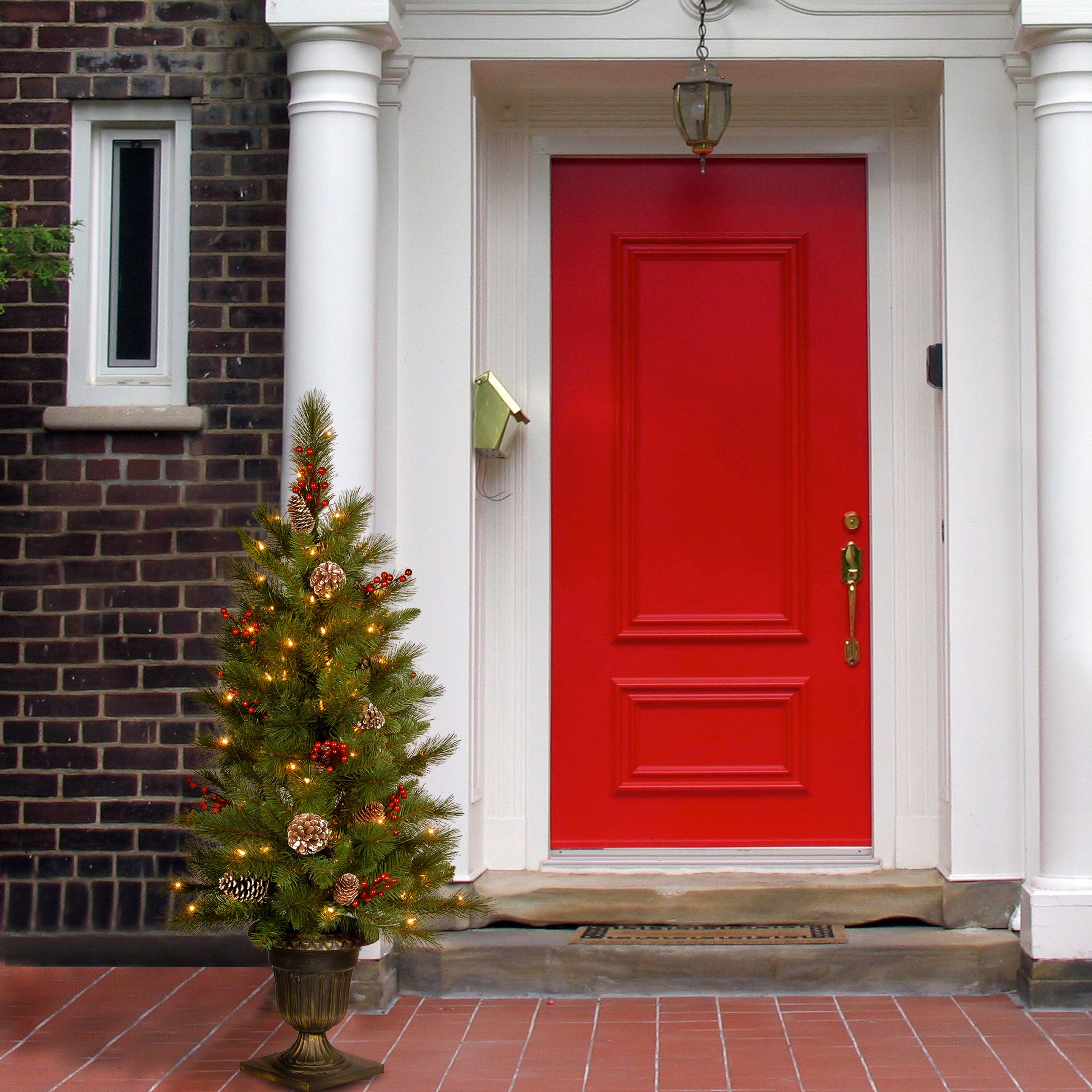 4ft. Pre-Lit Feel Real® Bristle Berry Artificial Entrance Christmas Tree, Clear Lights