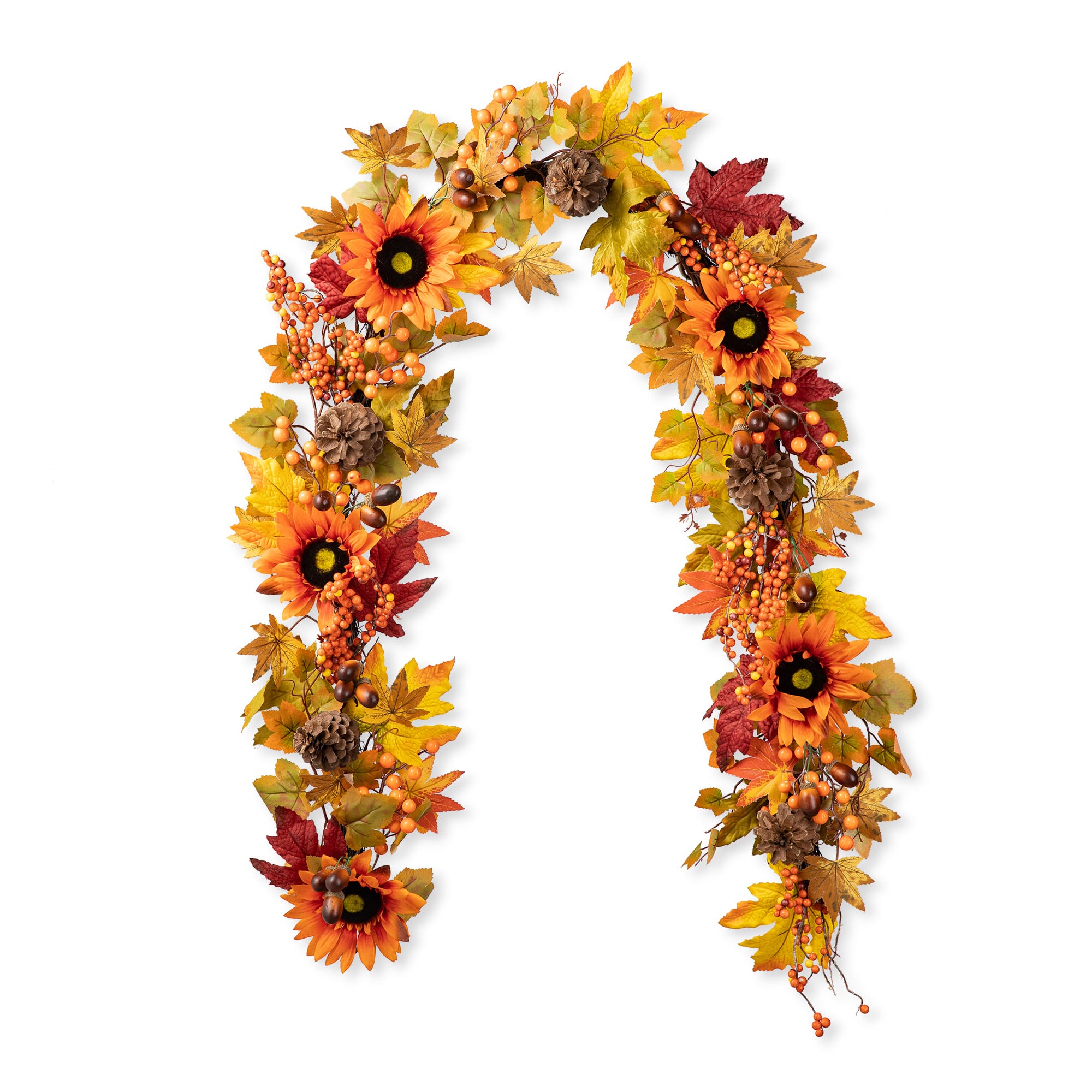 Glitzhome&#xAE; 6ft. Fall Sunflower, Maple Leaf &#x26; Berry Garland