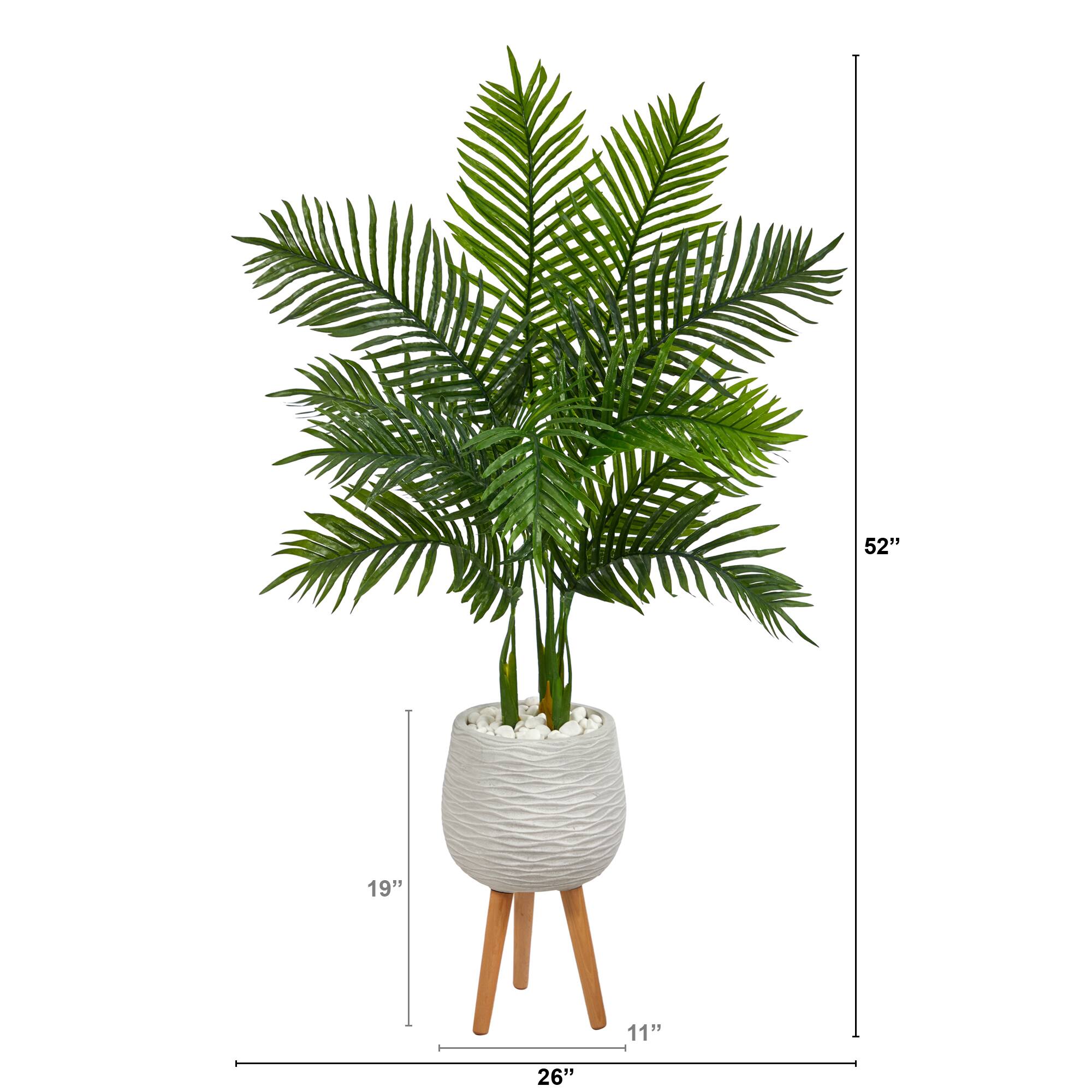 52" Areca Palm Tree in White Planter with Stand
