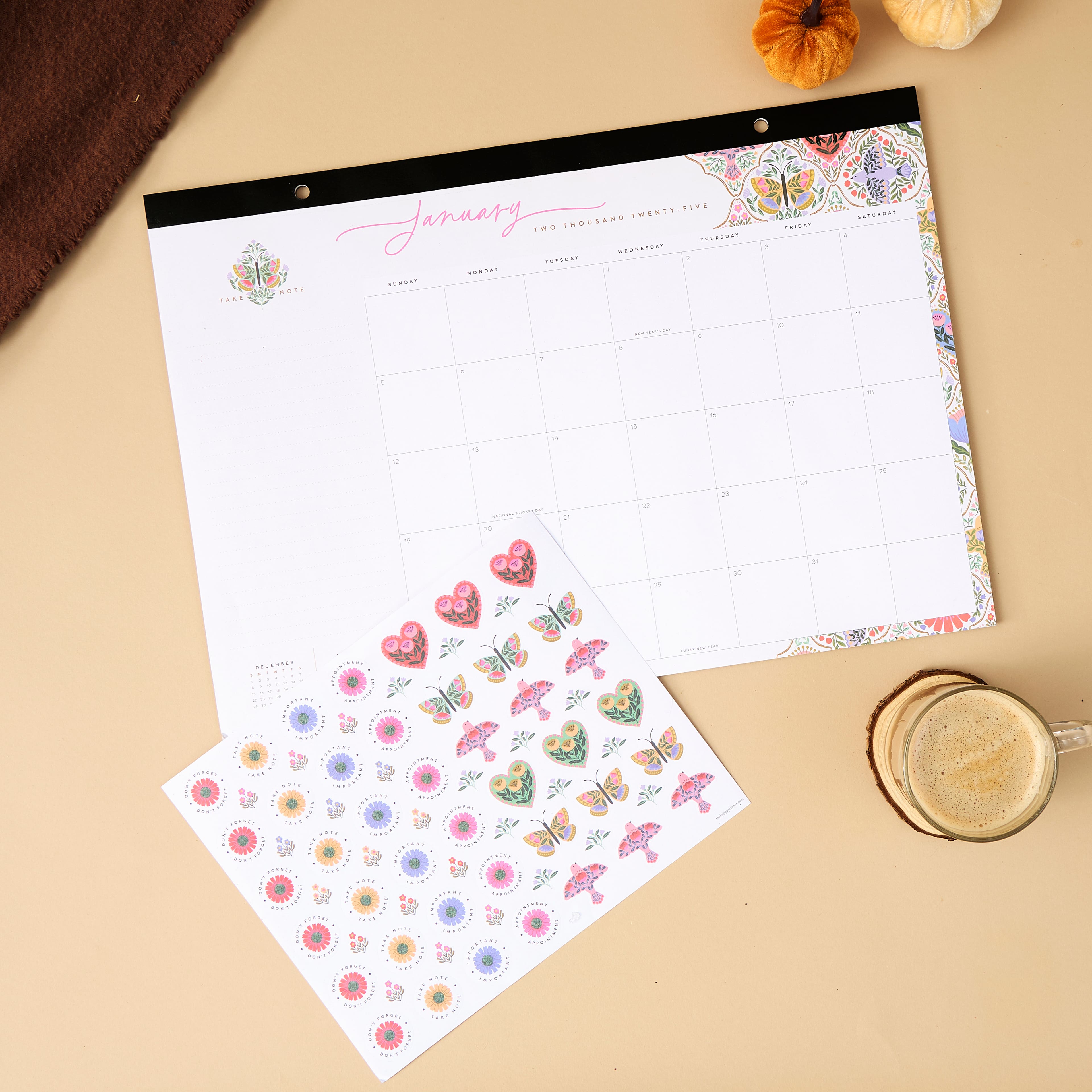 The Happy Planner&#xAE; Folk &#x26; Flora Desk Calendar