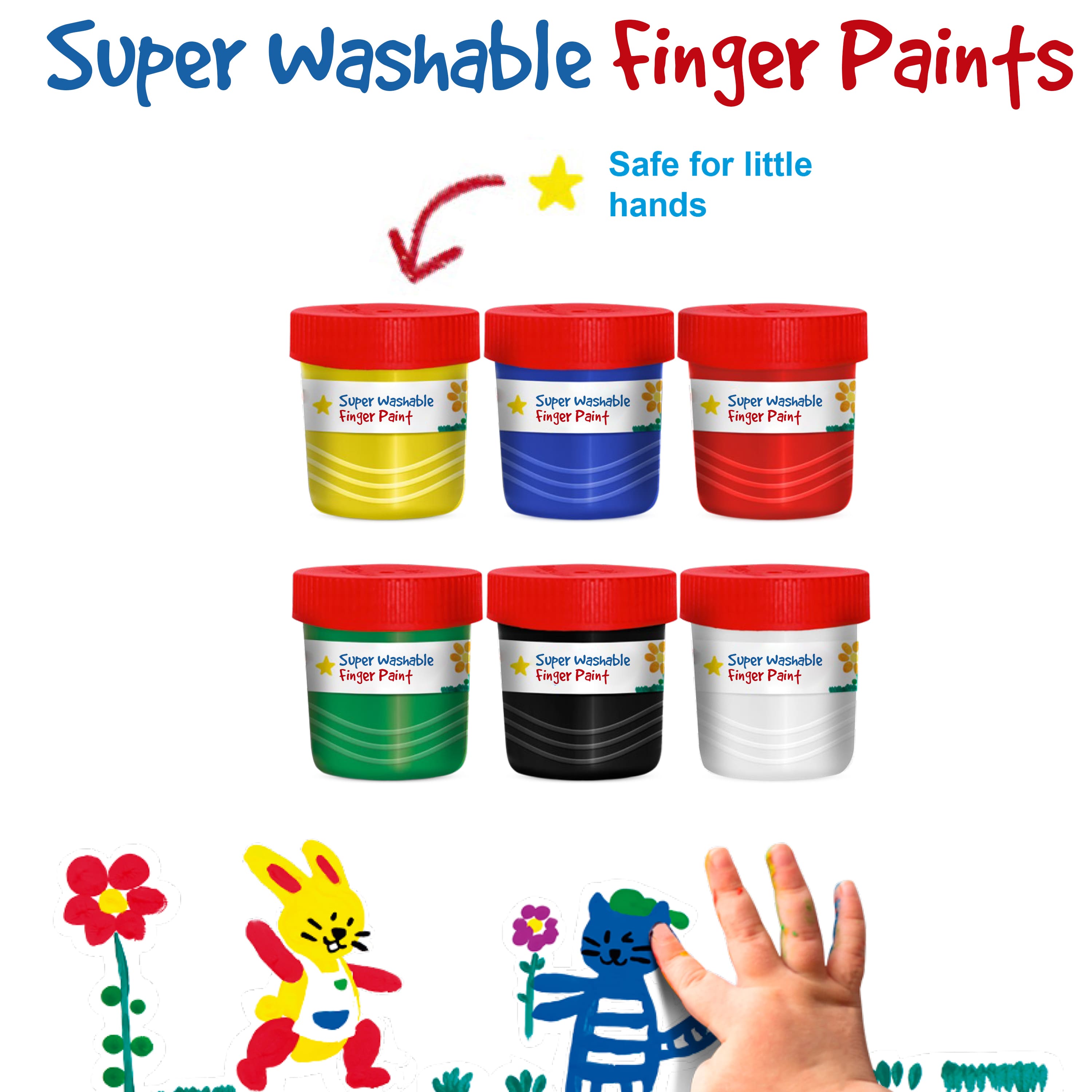 Faber-Castell&#xAE; Little Creatives Super Washable Finger Paints, 6ct.