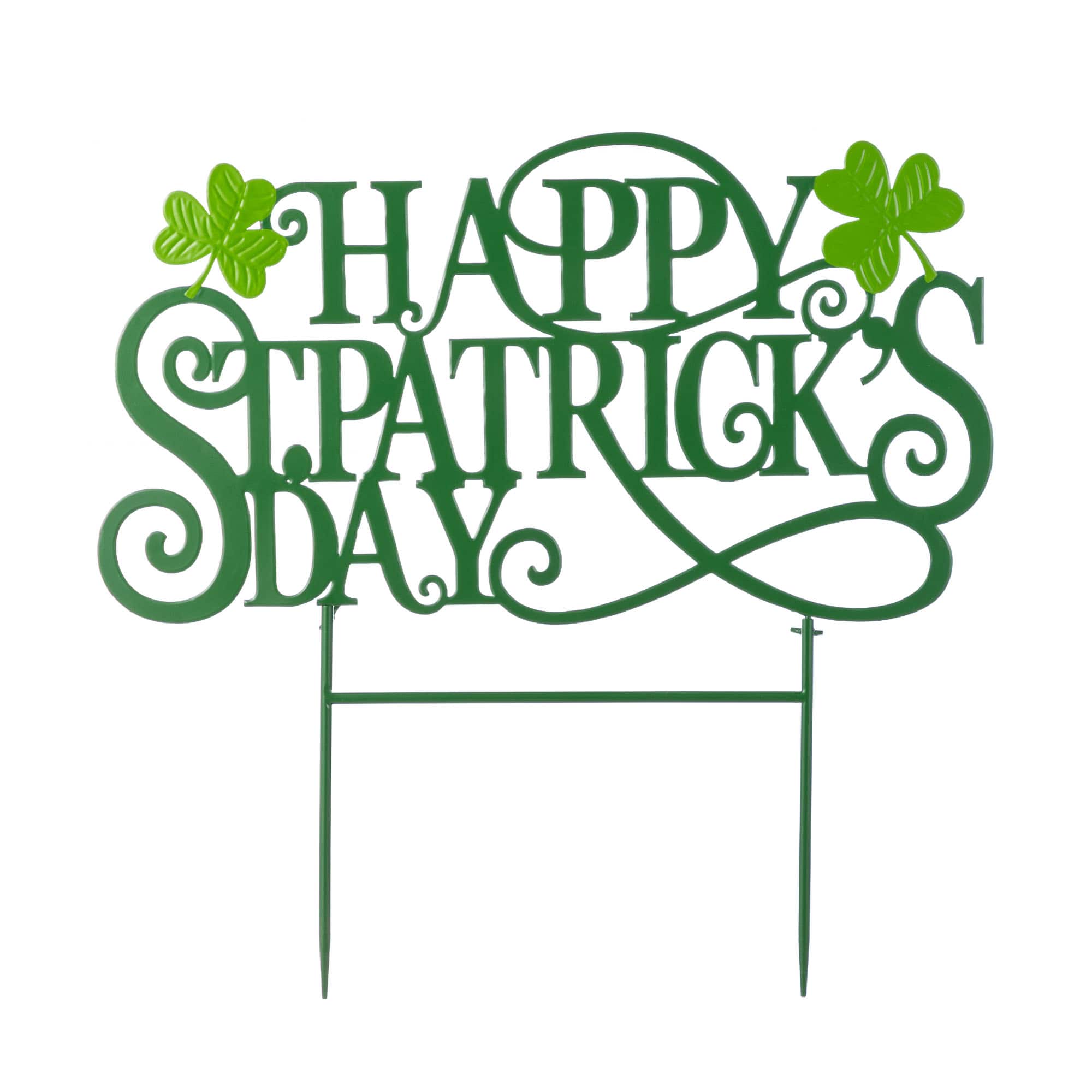 Glitzhome® 23.25" Metal Happy St. Patrick's Day Yard Stake