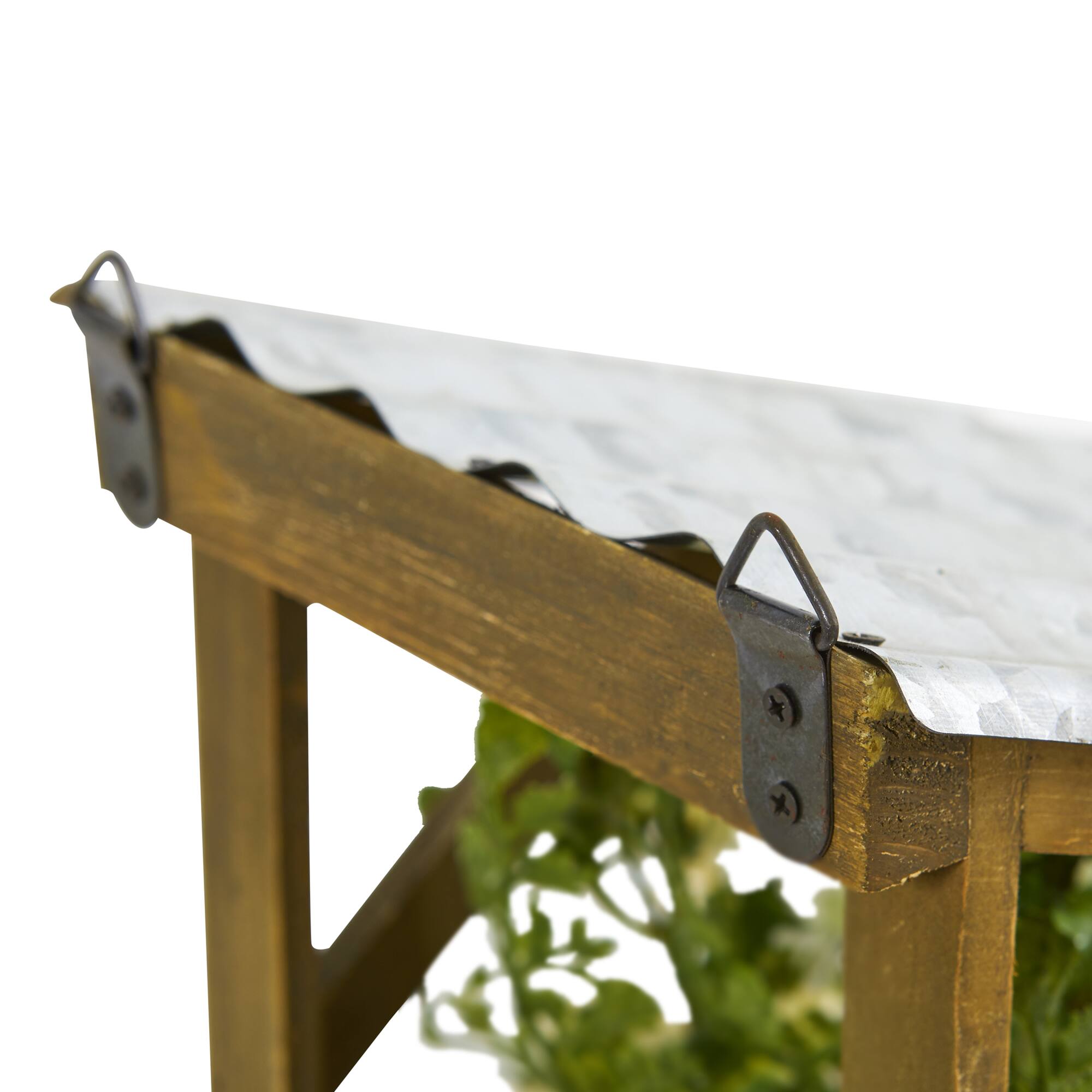 14" Magnolia Artificial Arrangement in Tin Roof Planter