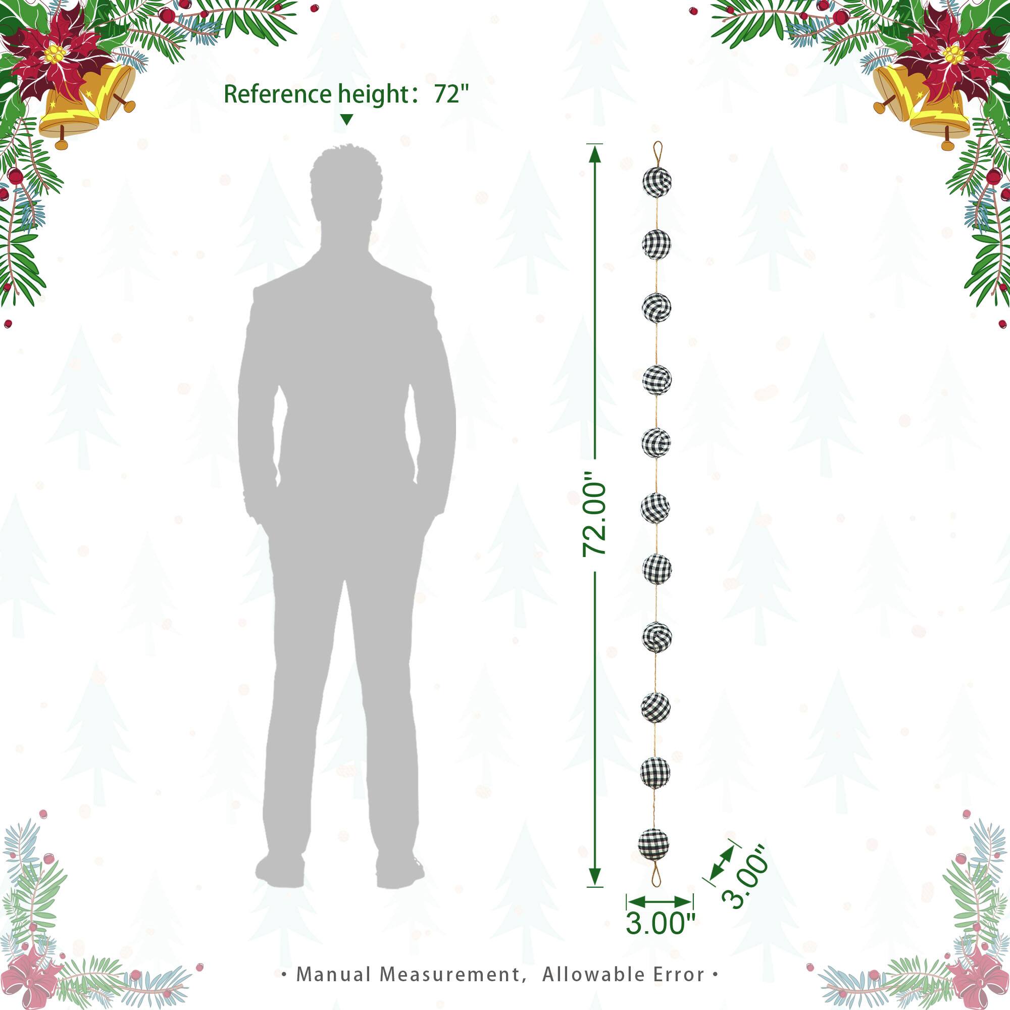 Glitzhome&#xAE; 6ft. Black &#x26; White Plaid Fabric Garland