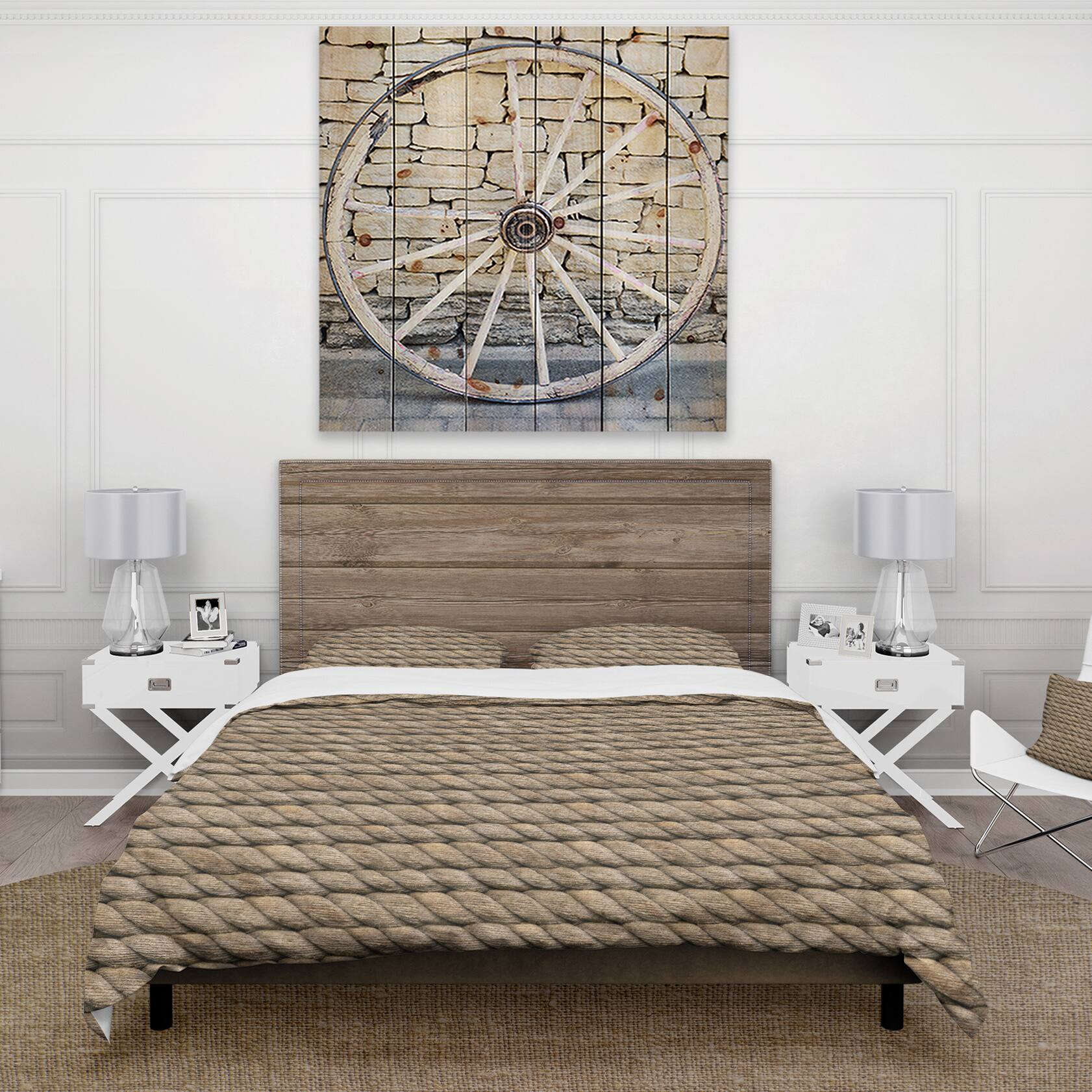 Designart &#x27;Hemp Rope&#x27; Farmhouse Bedding Set - Duvet Cover &#x26; Shams