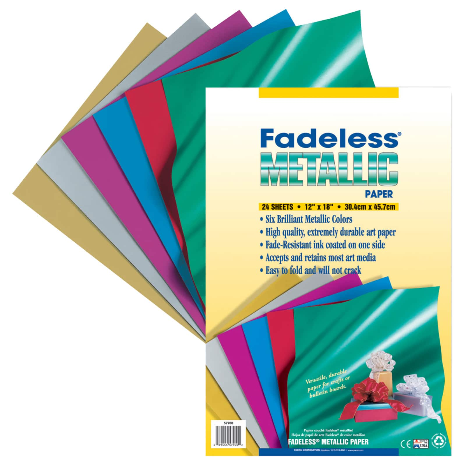 Pacon&#xAE; Fadeless&#xAE; 12&#x22; x 18&#x22; Assorted Metallic Paper