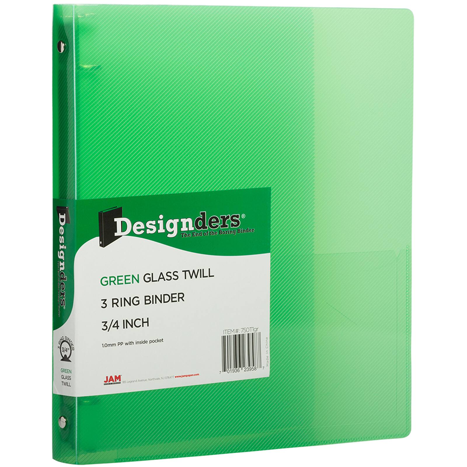 JAM Paper 3/4&#x22; Glass Twill Plastic 3-Ring Binders, 4ct.