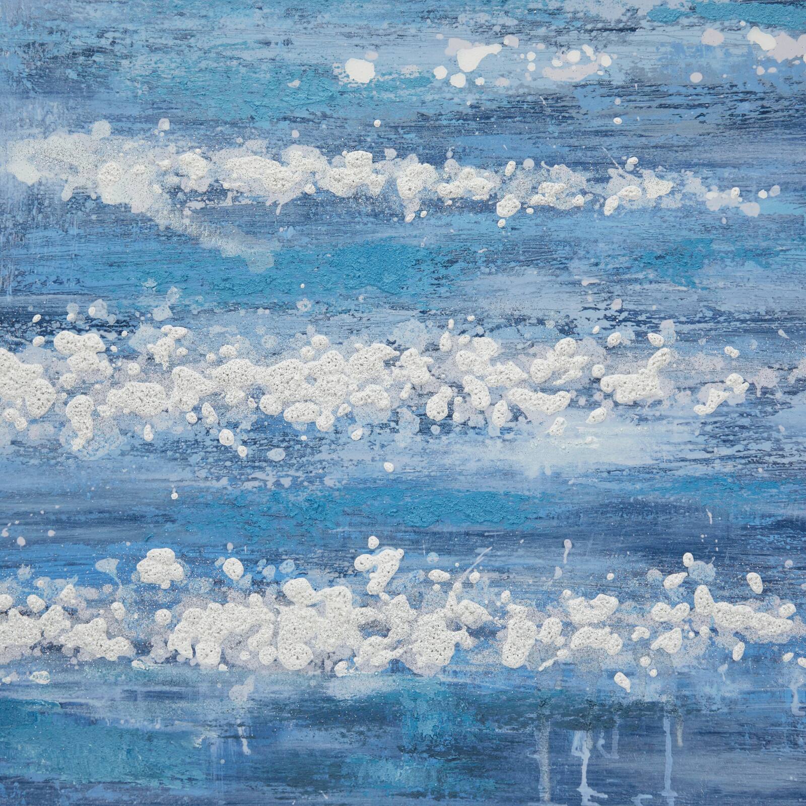 Blue Wood Modern Framed Wall Art 39&#x22; x 30&#x22;
